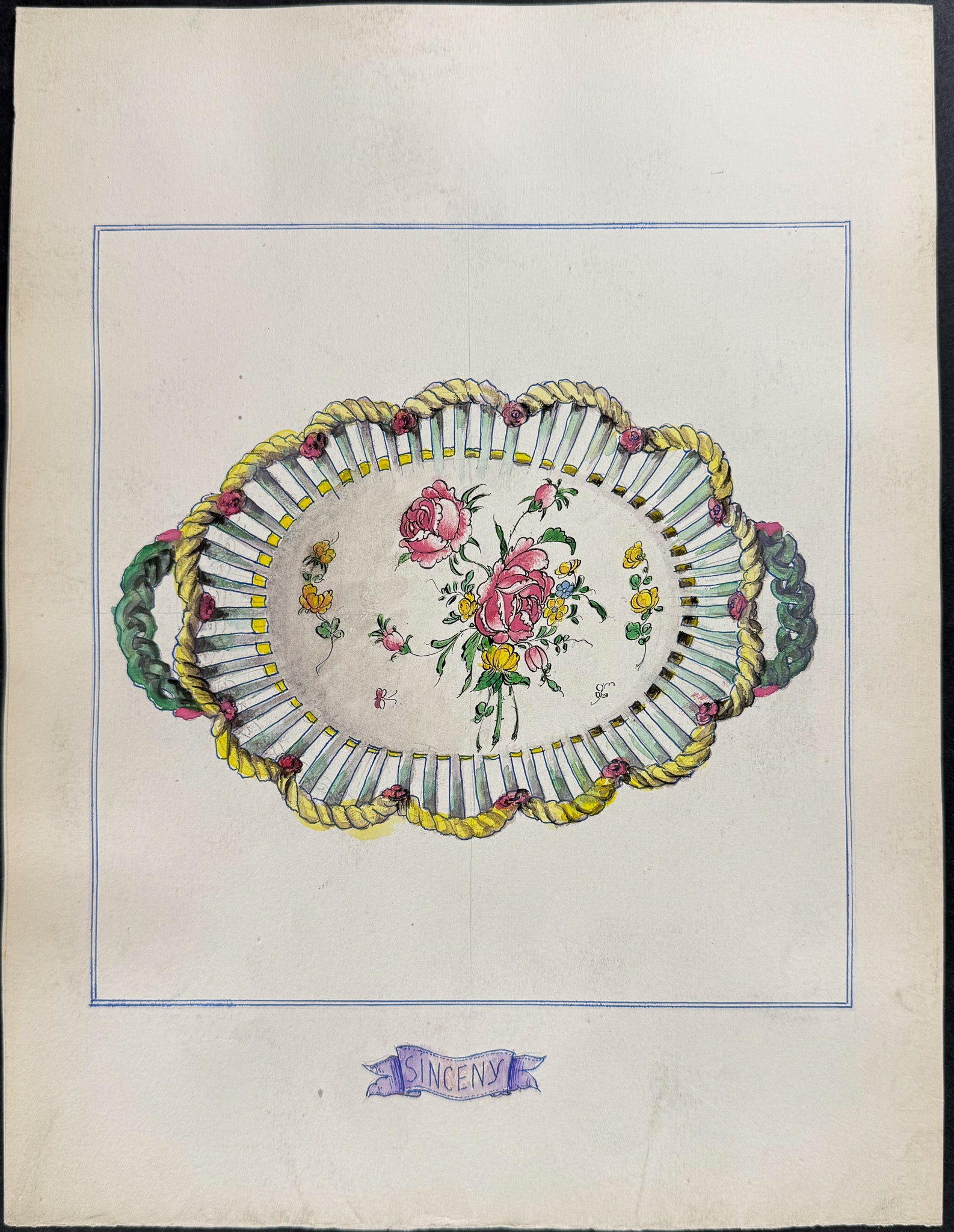 Original Watercolor of French Porcelain Home Designs