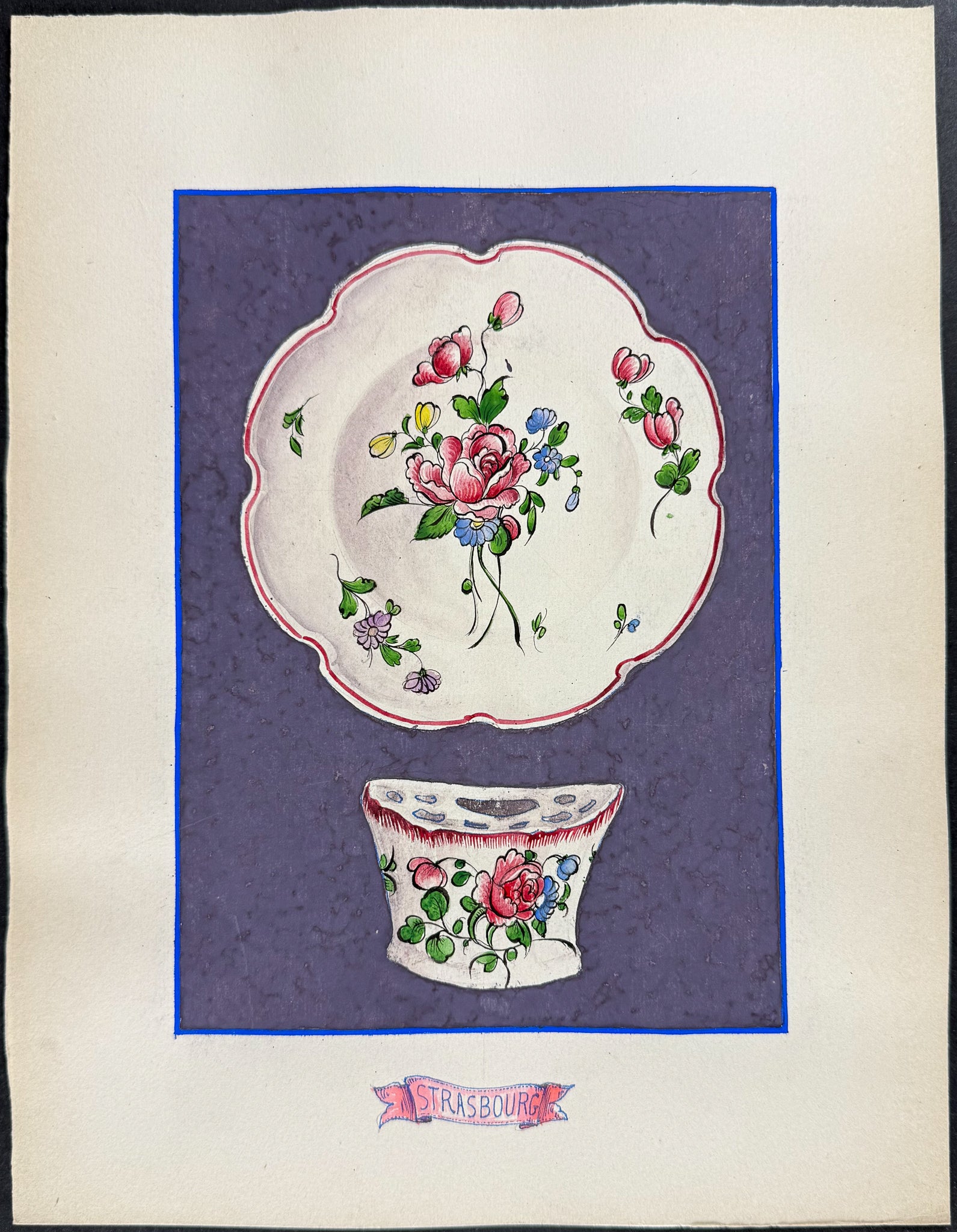 Original Watercolor of French Porcelain Home Designs