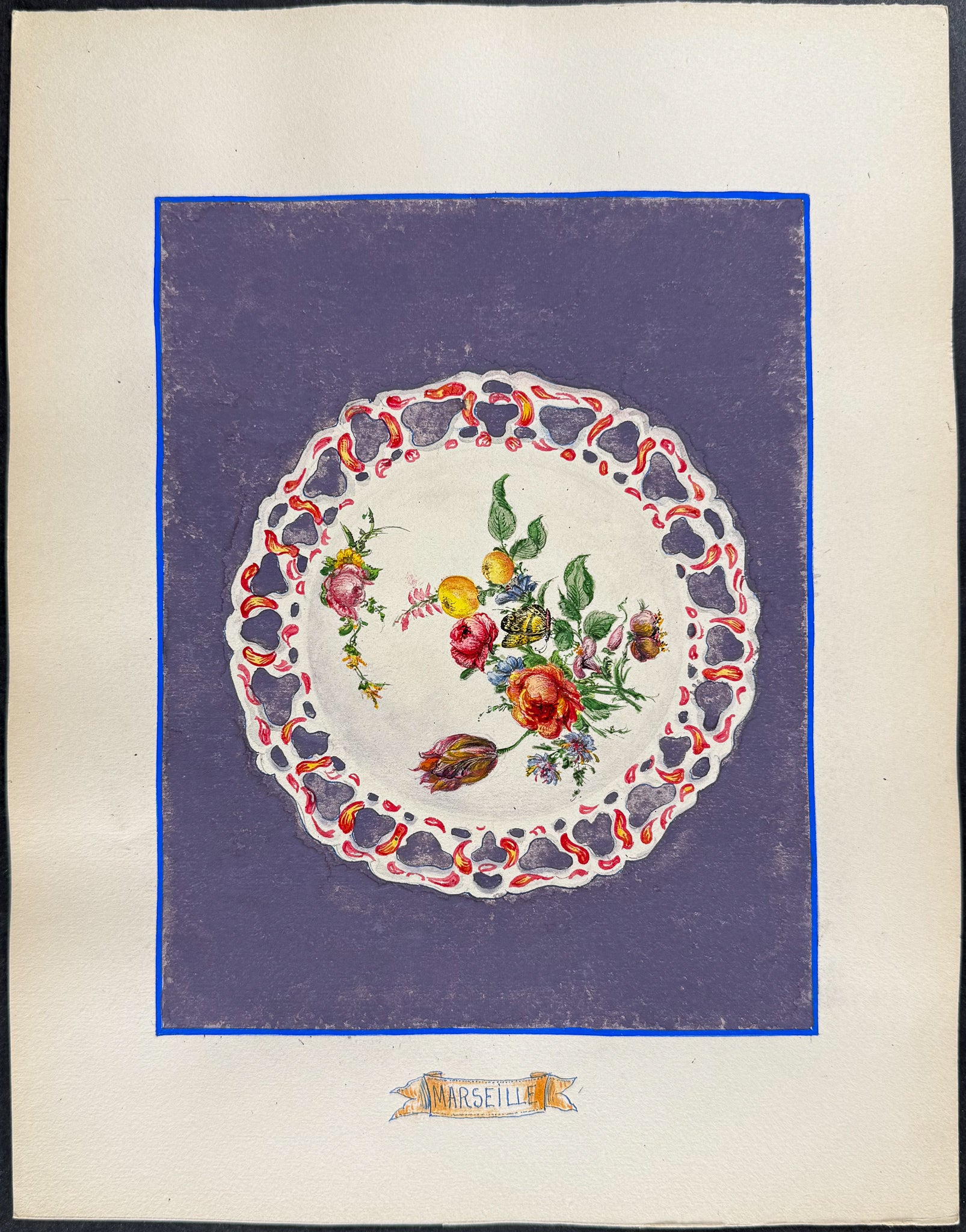 Original Watercolor of French Porcelain Home Designs