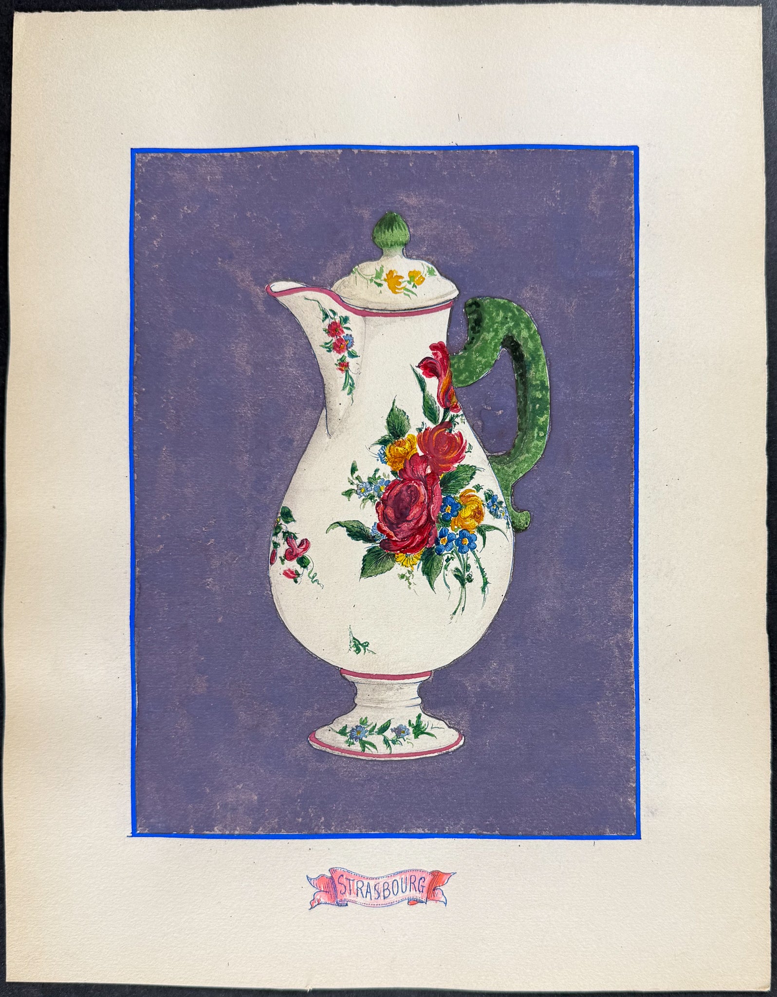 Original Watercolor of French Porcelain Home Designs