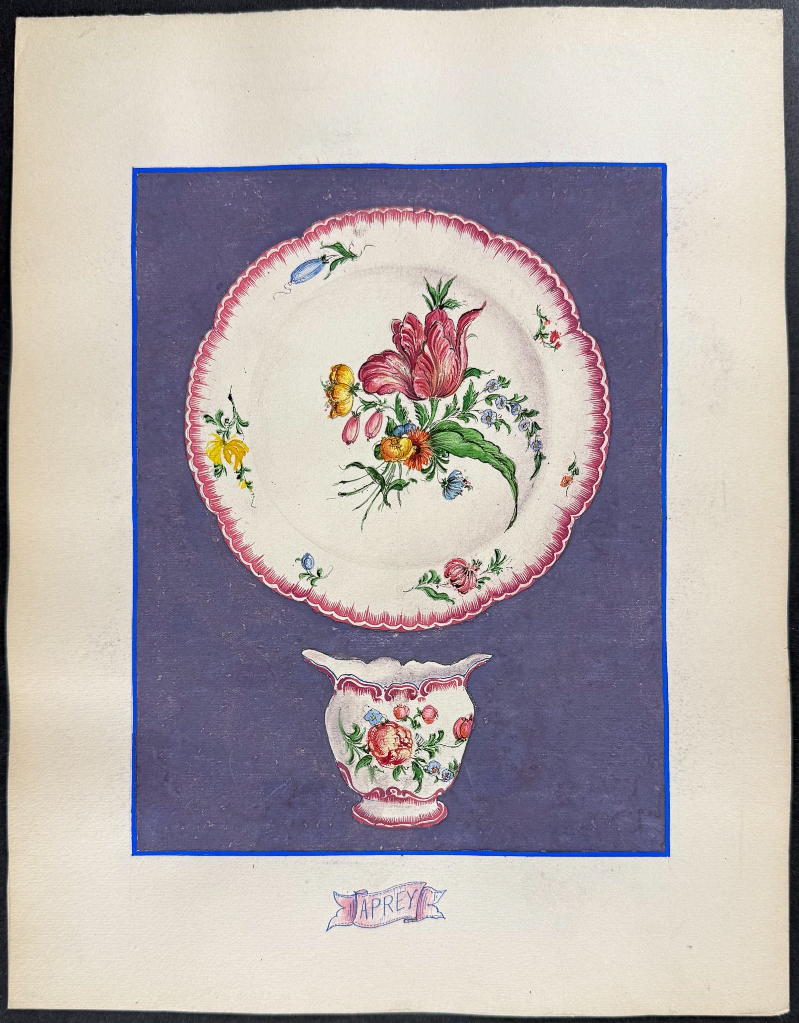 Original Watercolor of French Porcelain Home Designs