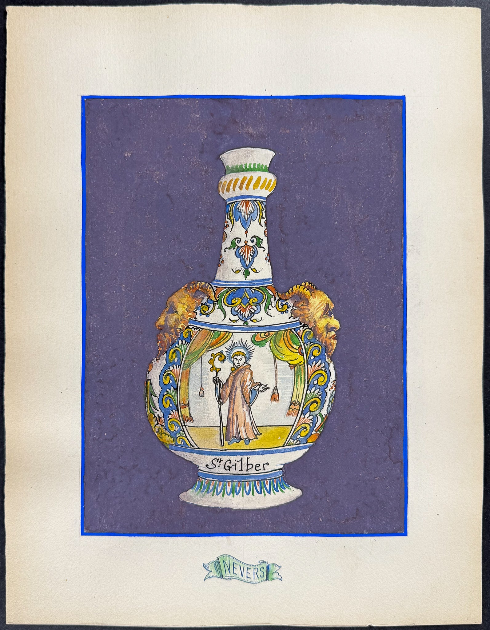 Original Watercolor of French Porcelain Home Designs