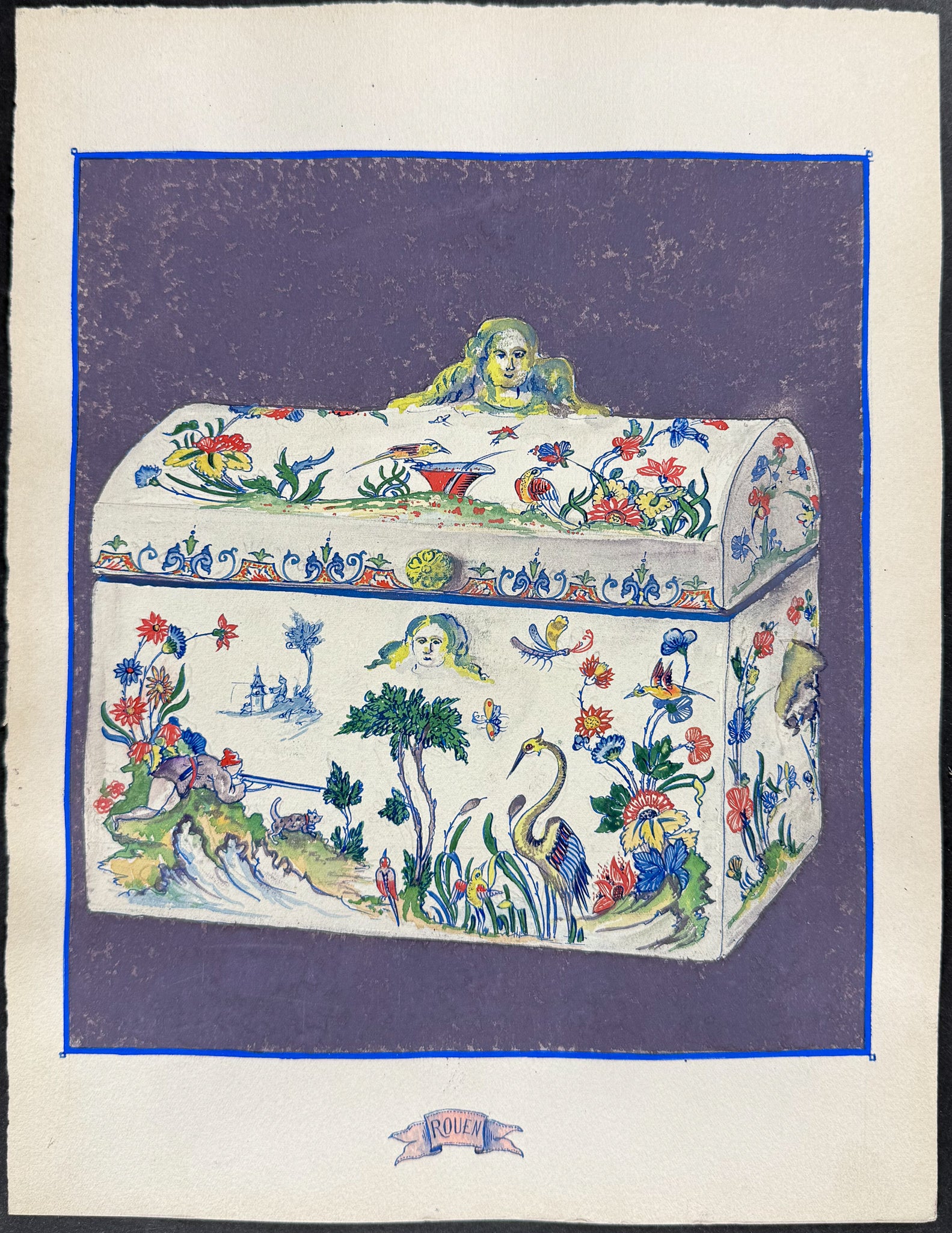 Original Watercolor of French Porcelain Home Designs