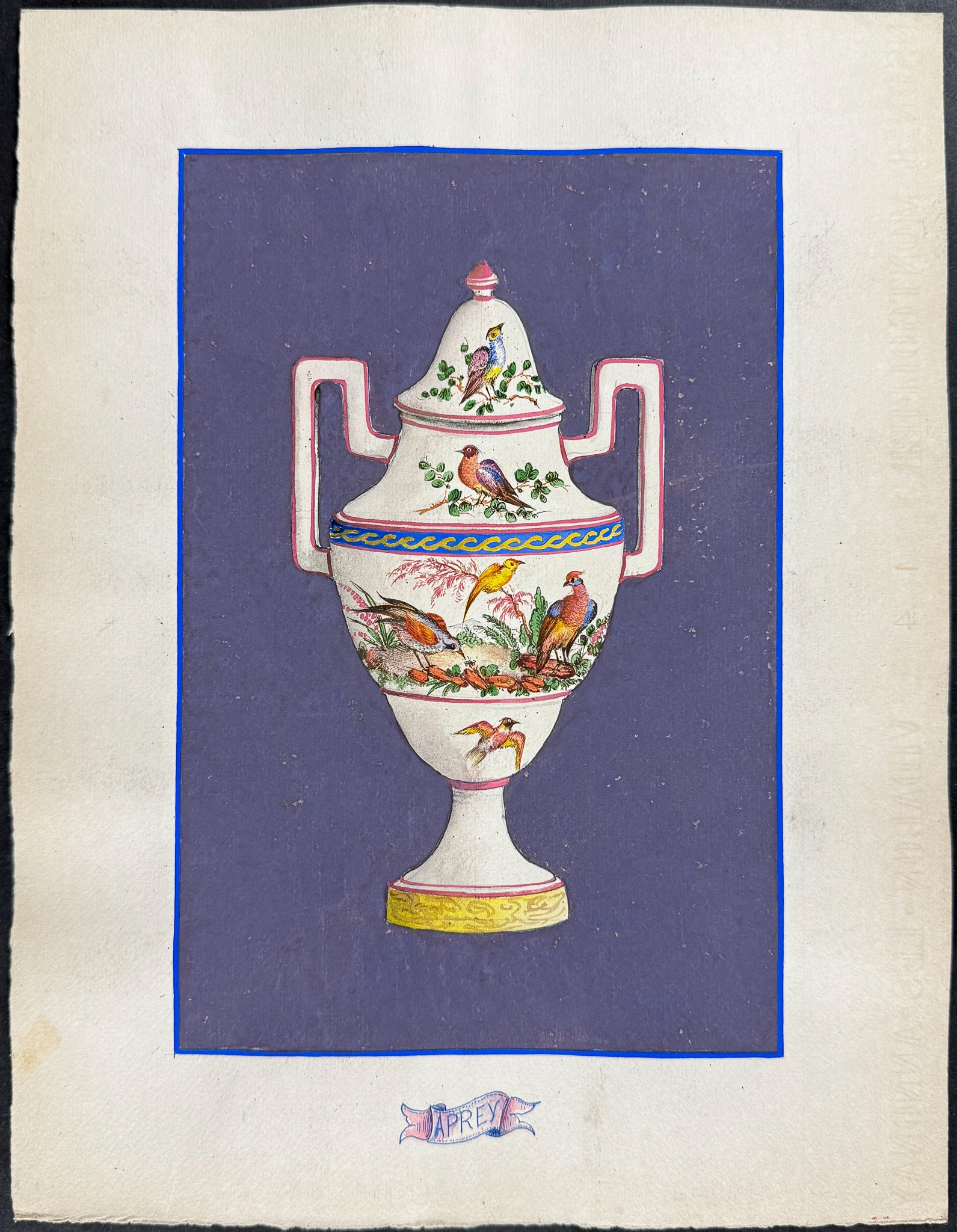 Original Watercolor of French Porcelain Home Designs