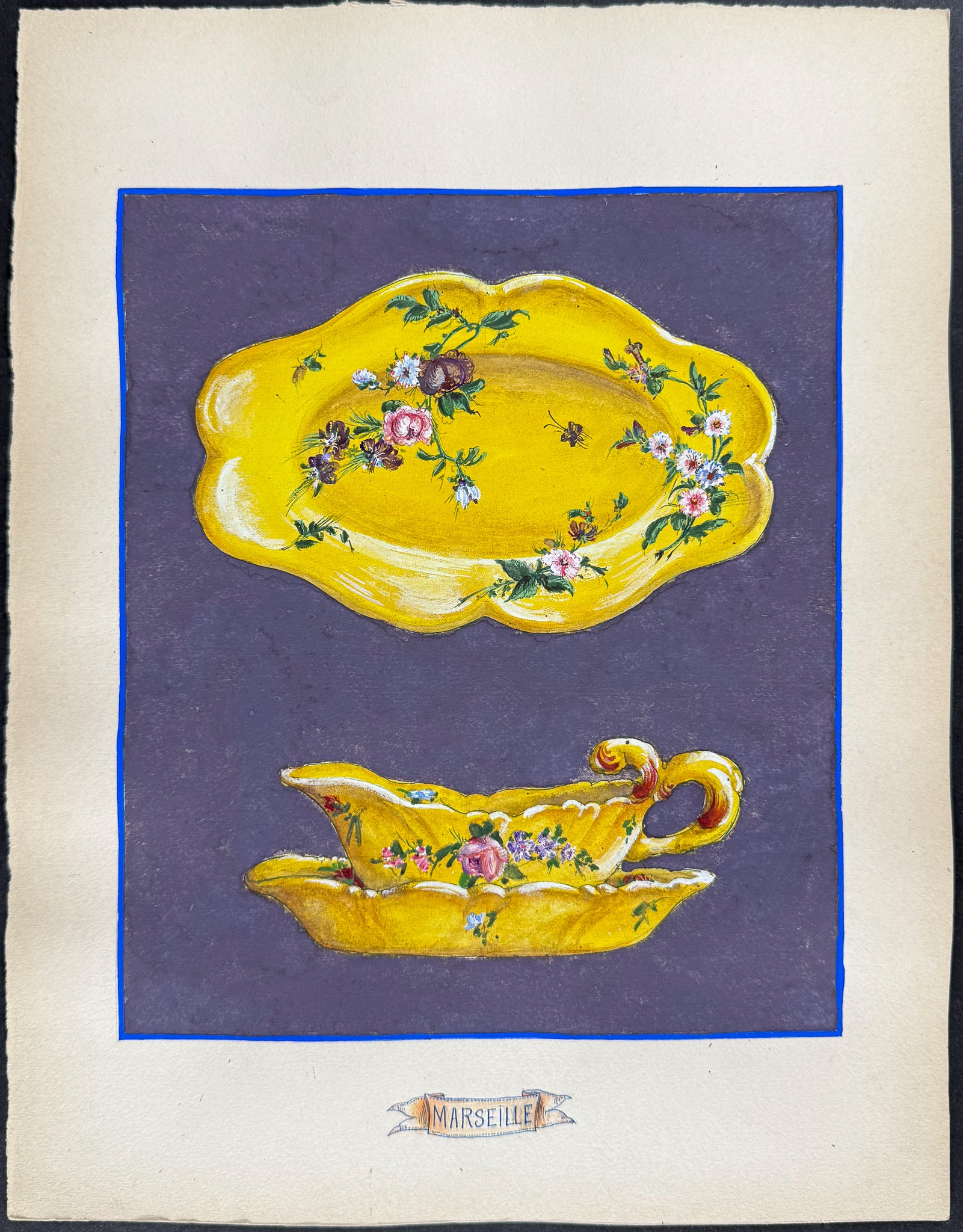 Original Watercolor of French Porcelain Home Designs