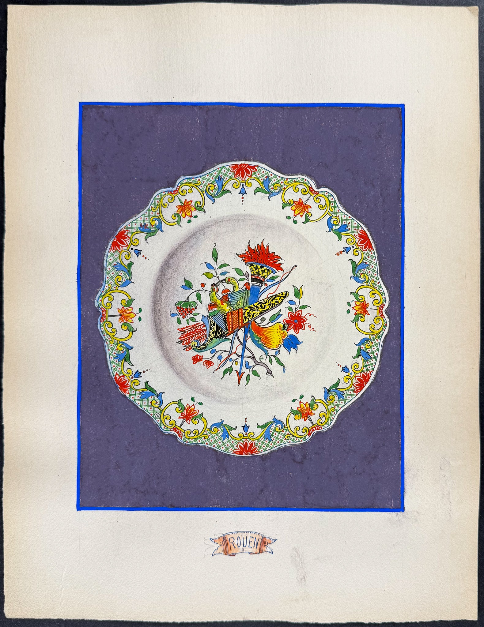 Original Watercolor of French Porcelain Home Designs