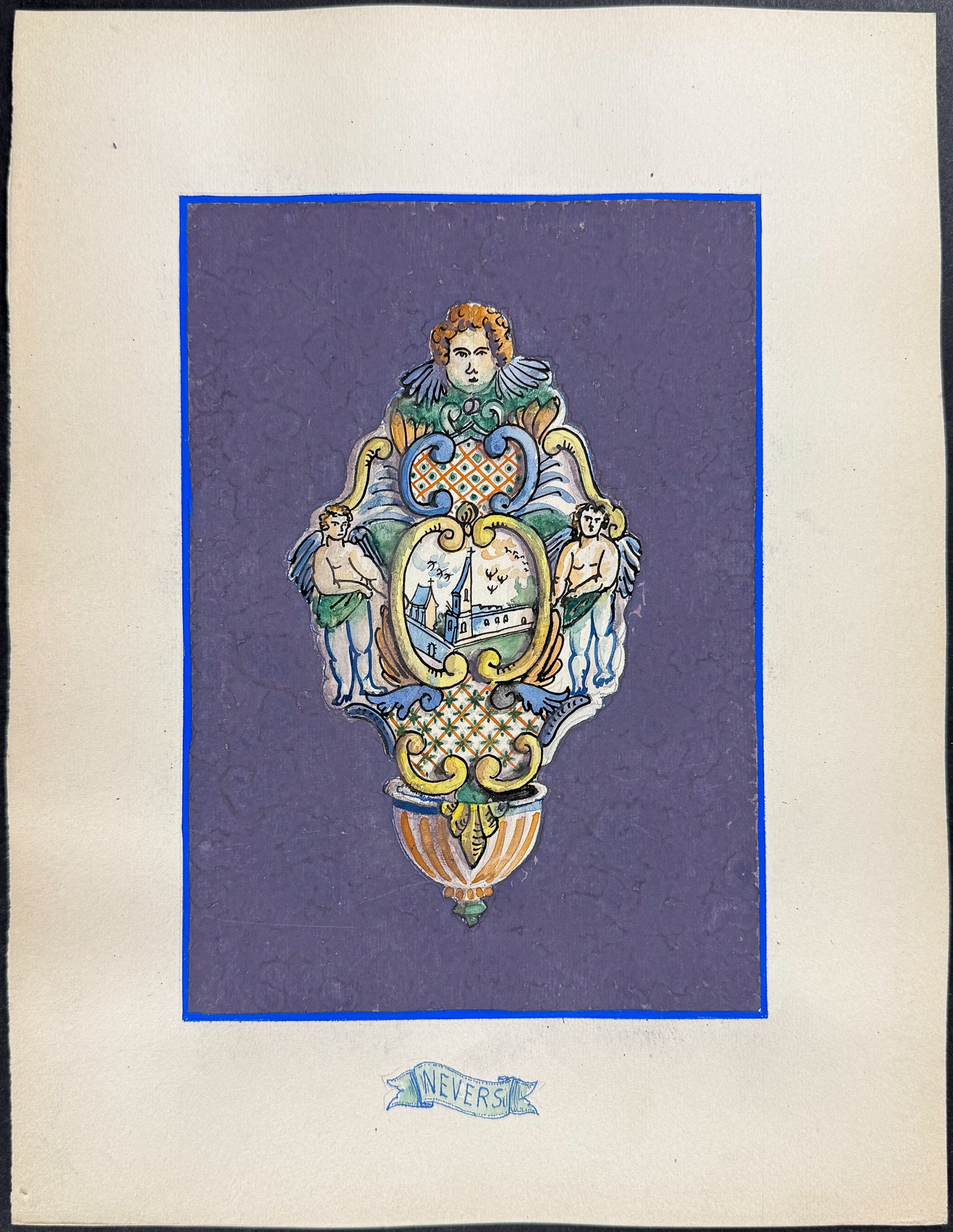 Original Watercolor of French Porcelain Home Designs