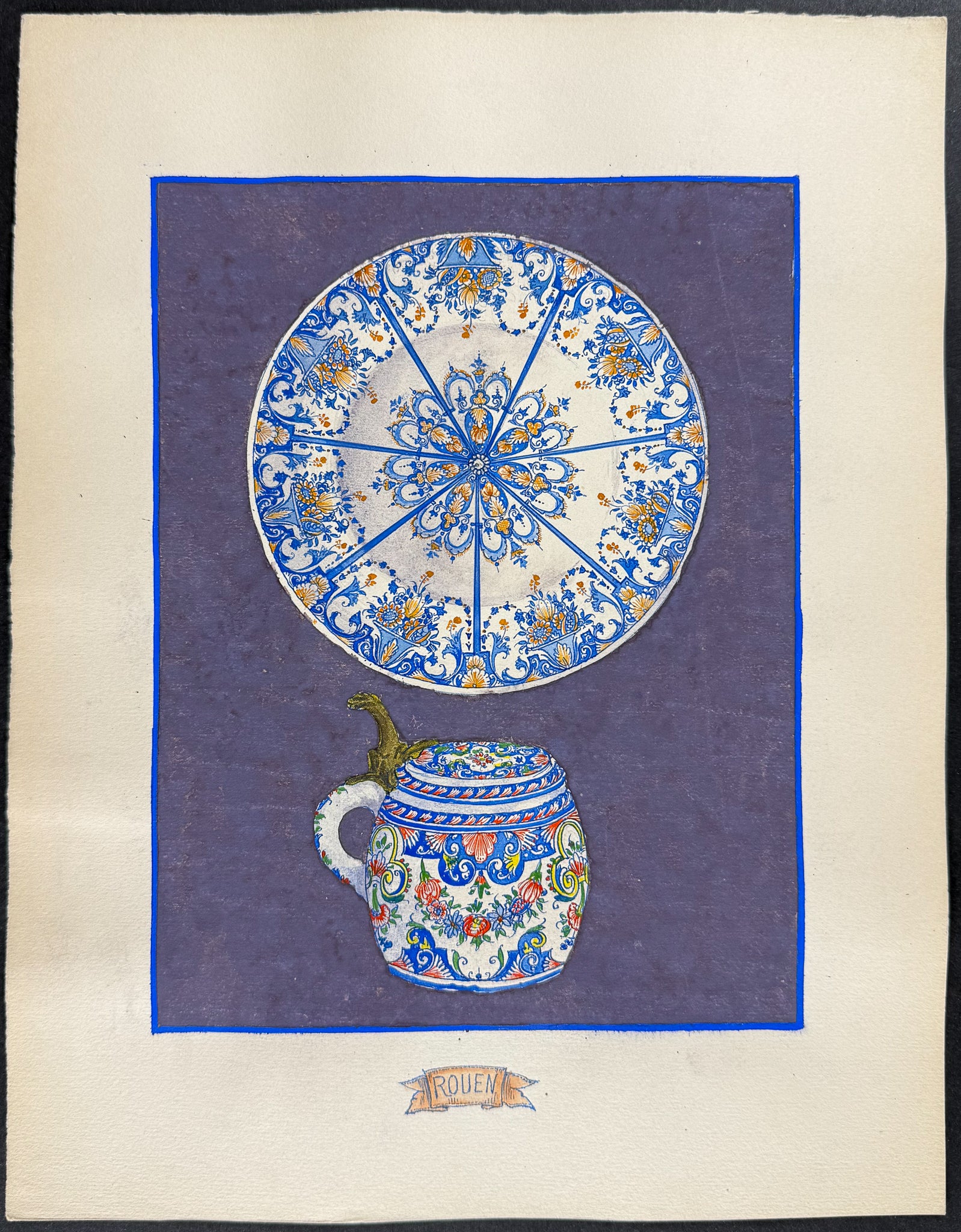 Original Watercolor of French Porcelain Home Designs