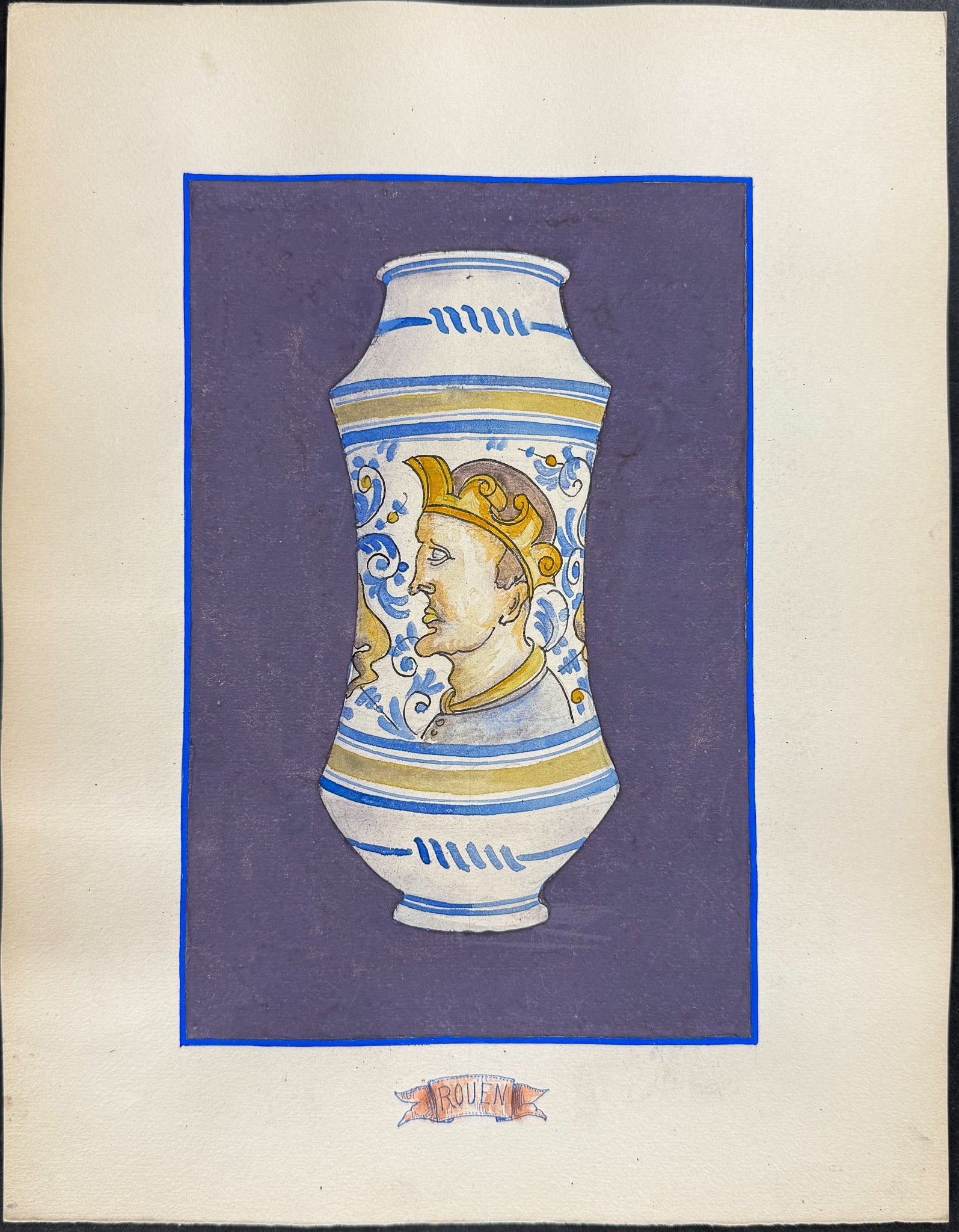 Original Watercolor of French Porcelain Home Designs