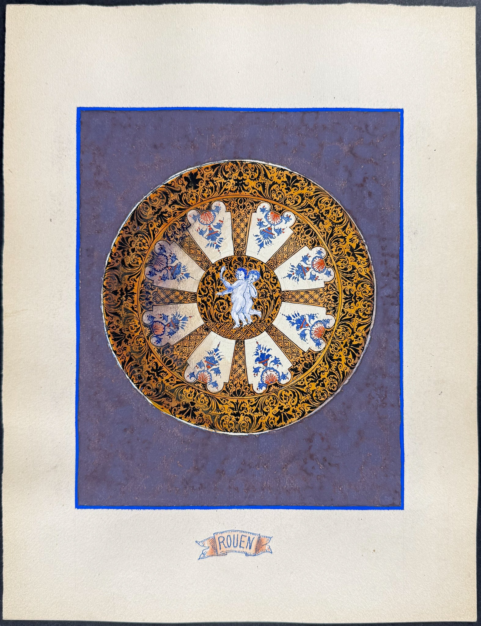 Original Watercolor of French Porcelain Home Designs