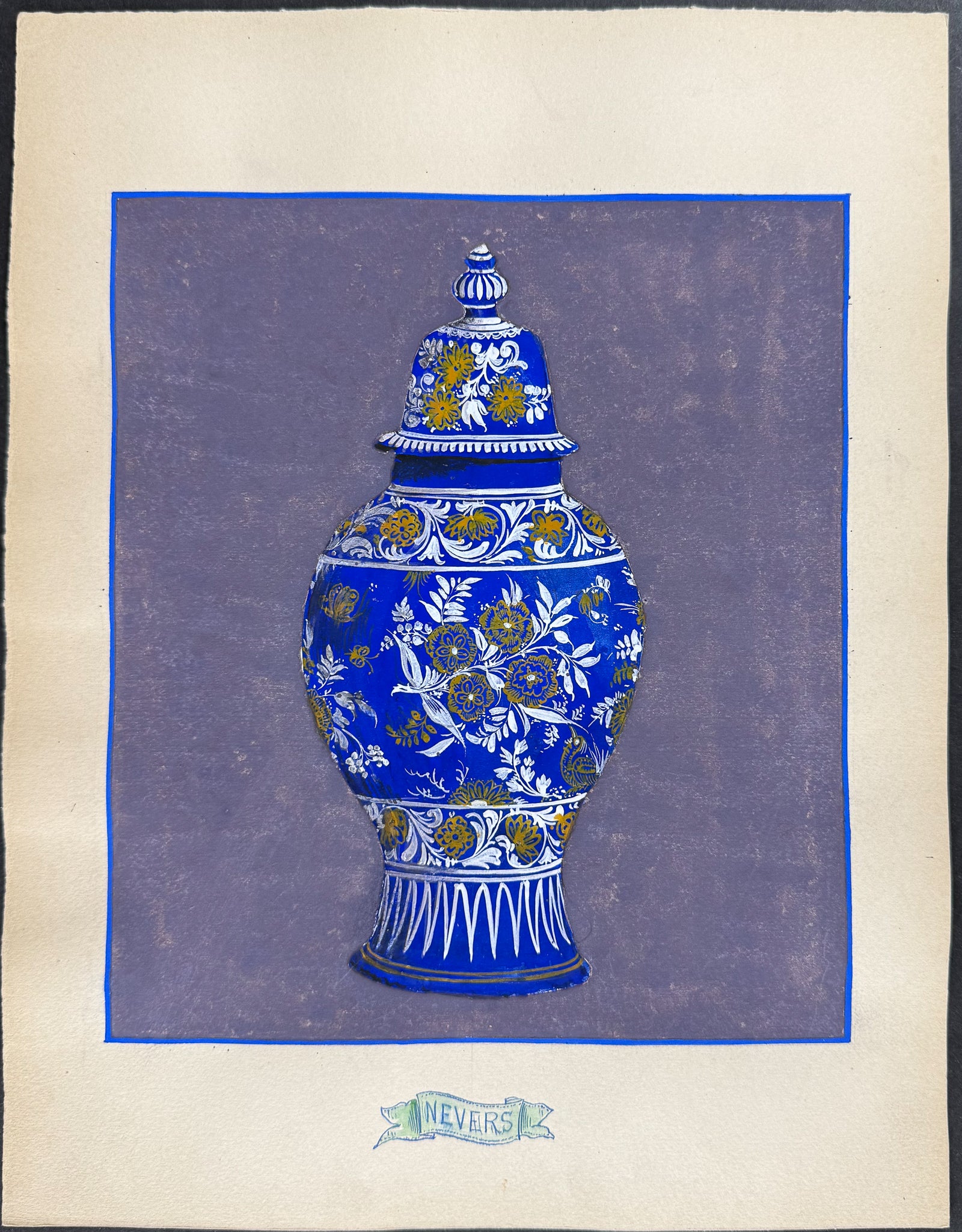 Original Watercolor of French Porcelain Home Designs