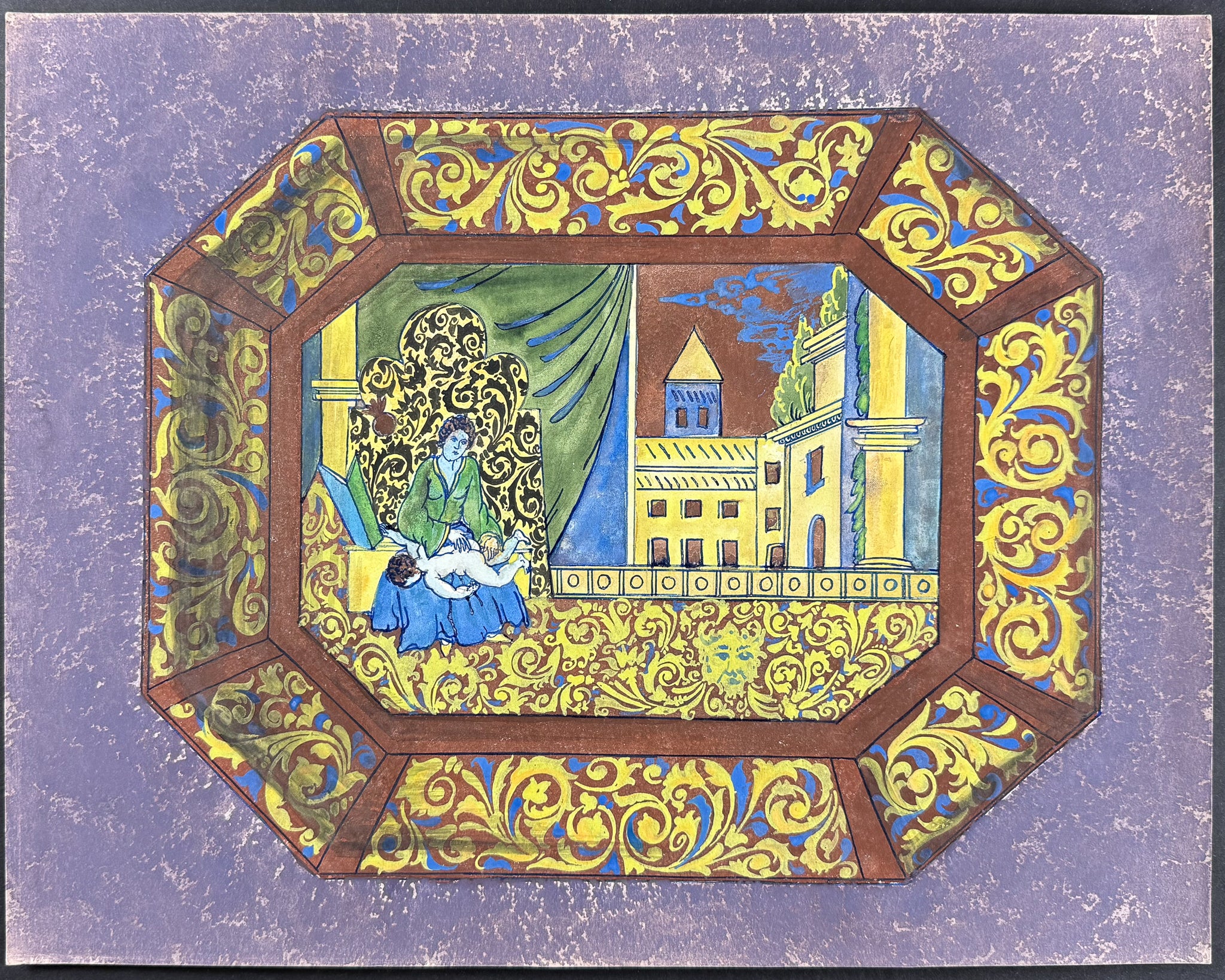 Original Watercolor of French Porcelain Home Designs