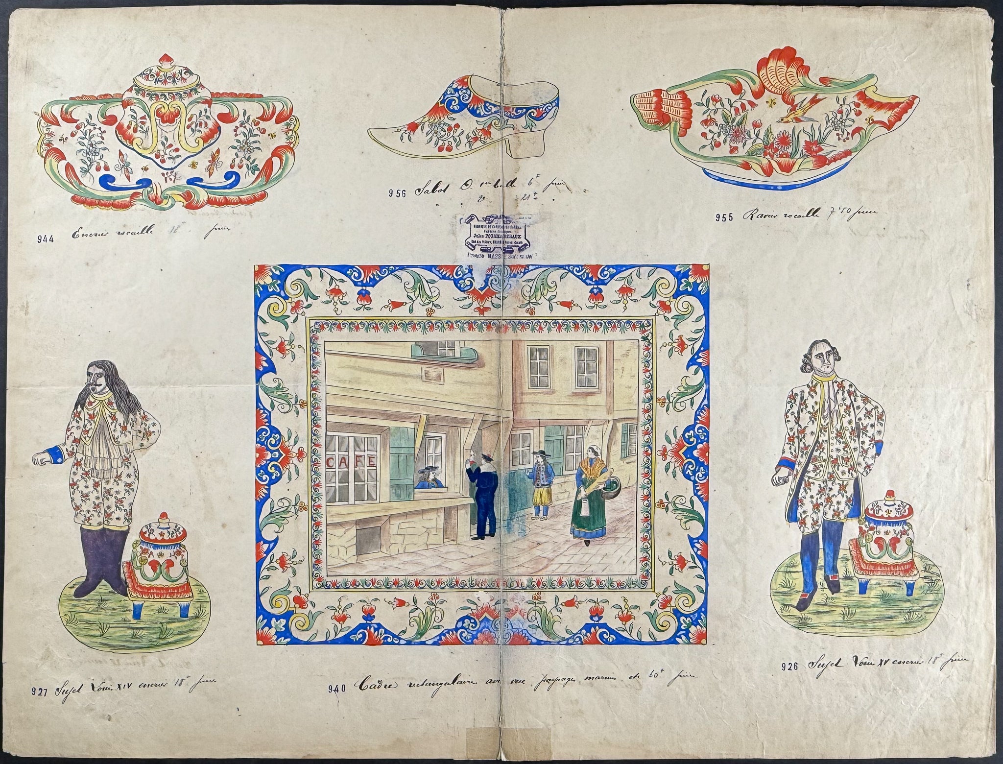 Original Watercolor of French Faince or Porcelain Home Designs