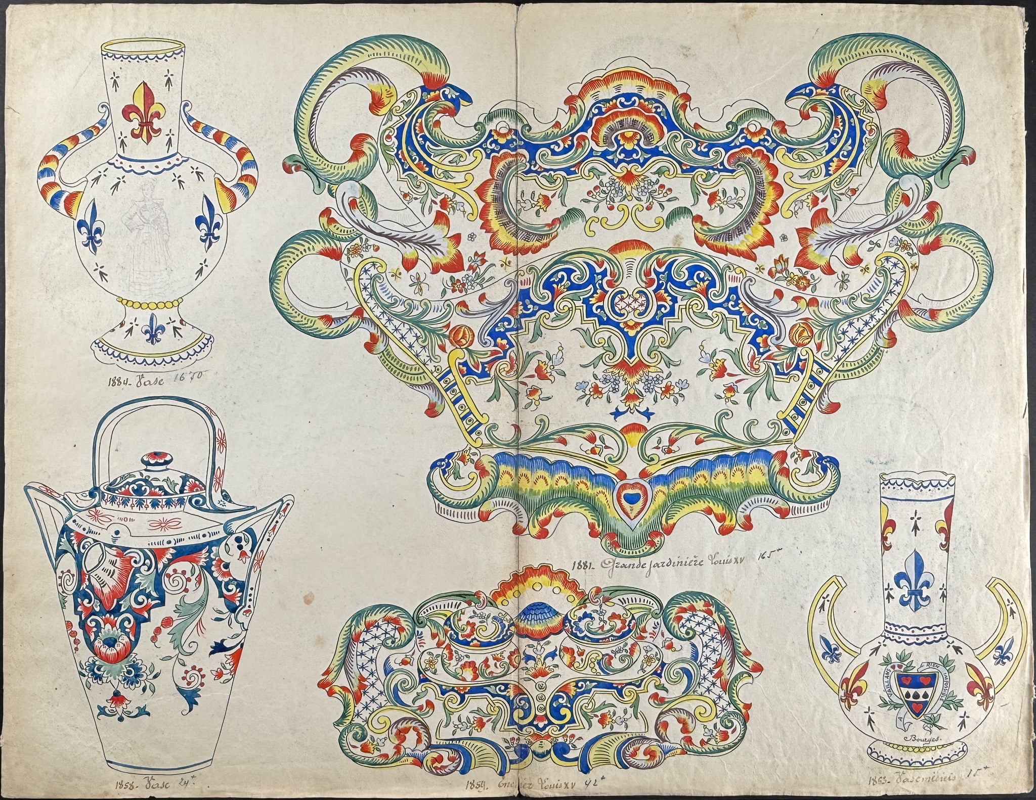 Original Watercolor of French Faince or Porcelain Home Designs