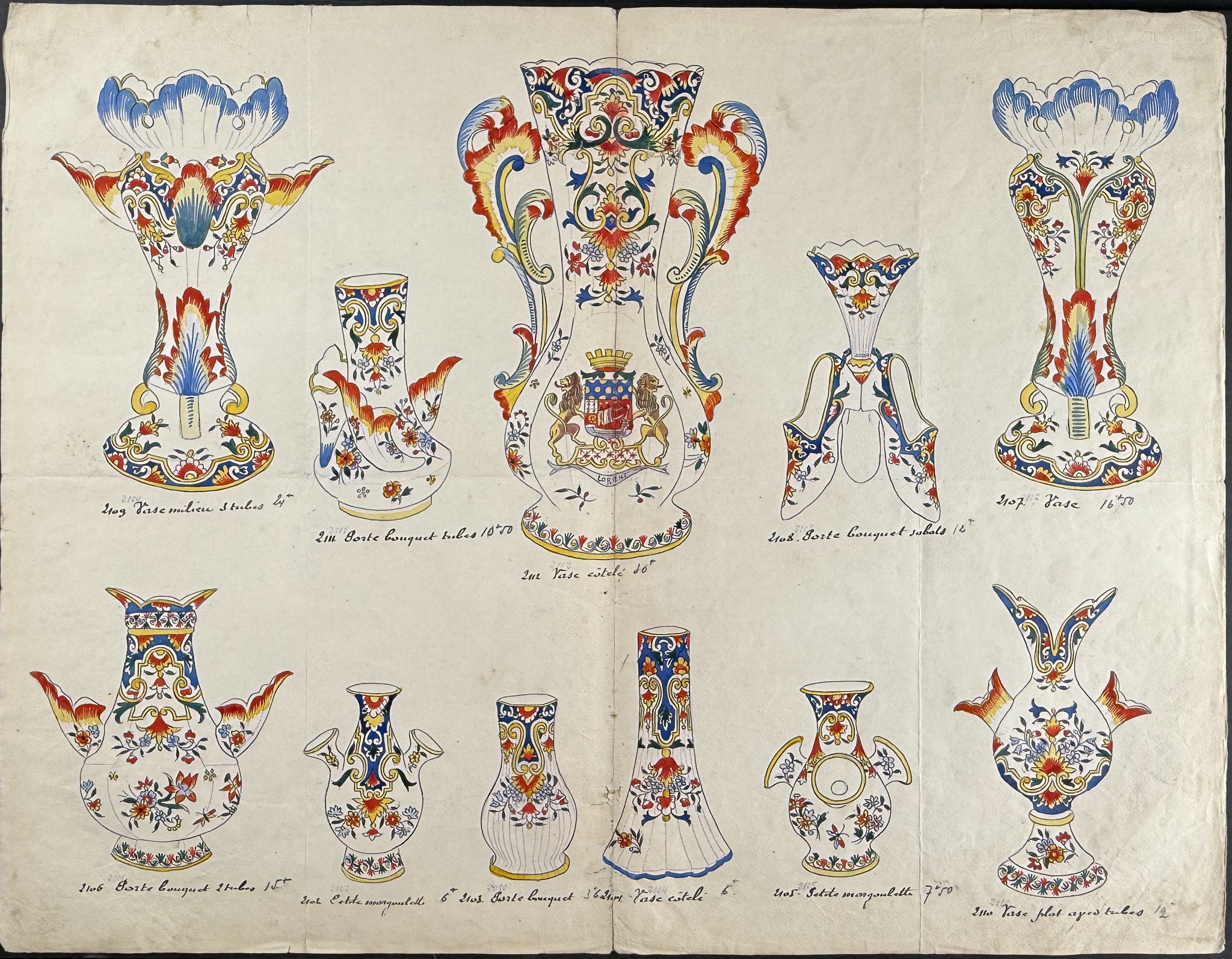 Original Watercolor of French Faince or Porcelain Home Designs