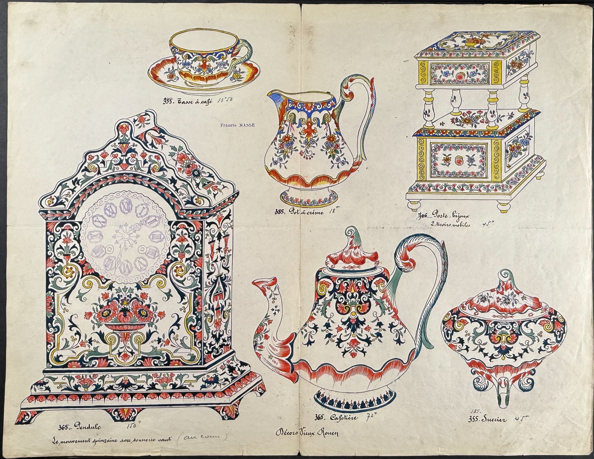 Original Watercolor of French Faince or Porcelain Home Designs