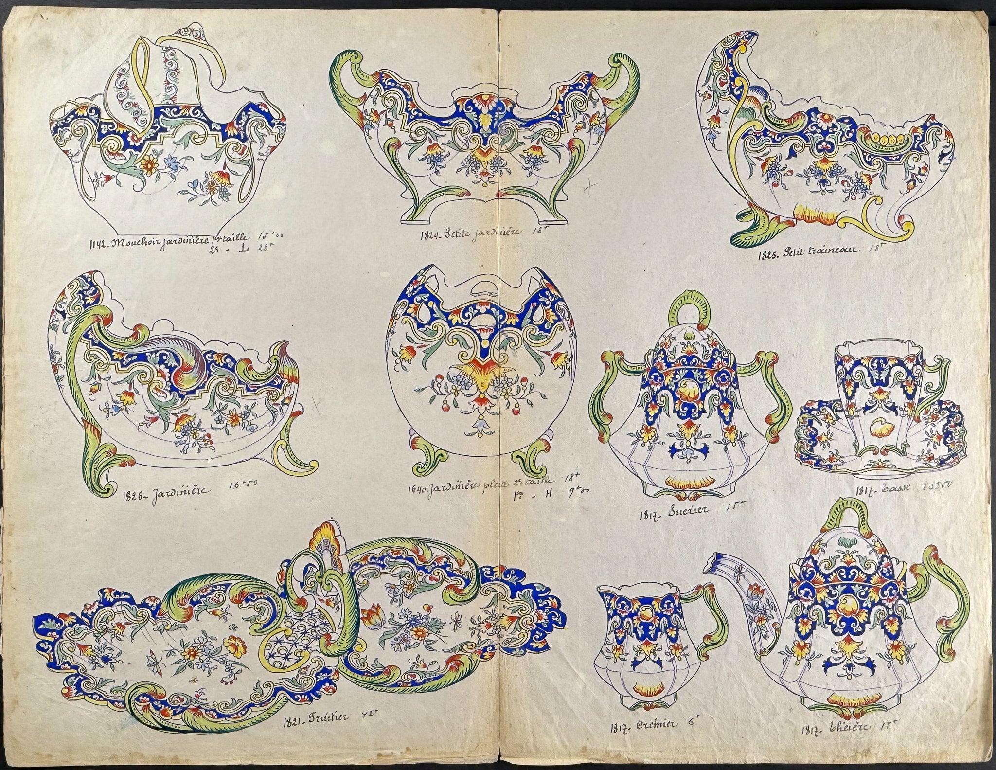 Original Watercolor of French Faince or Porcelain Home Designs