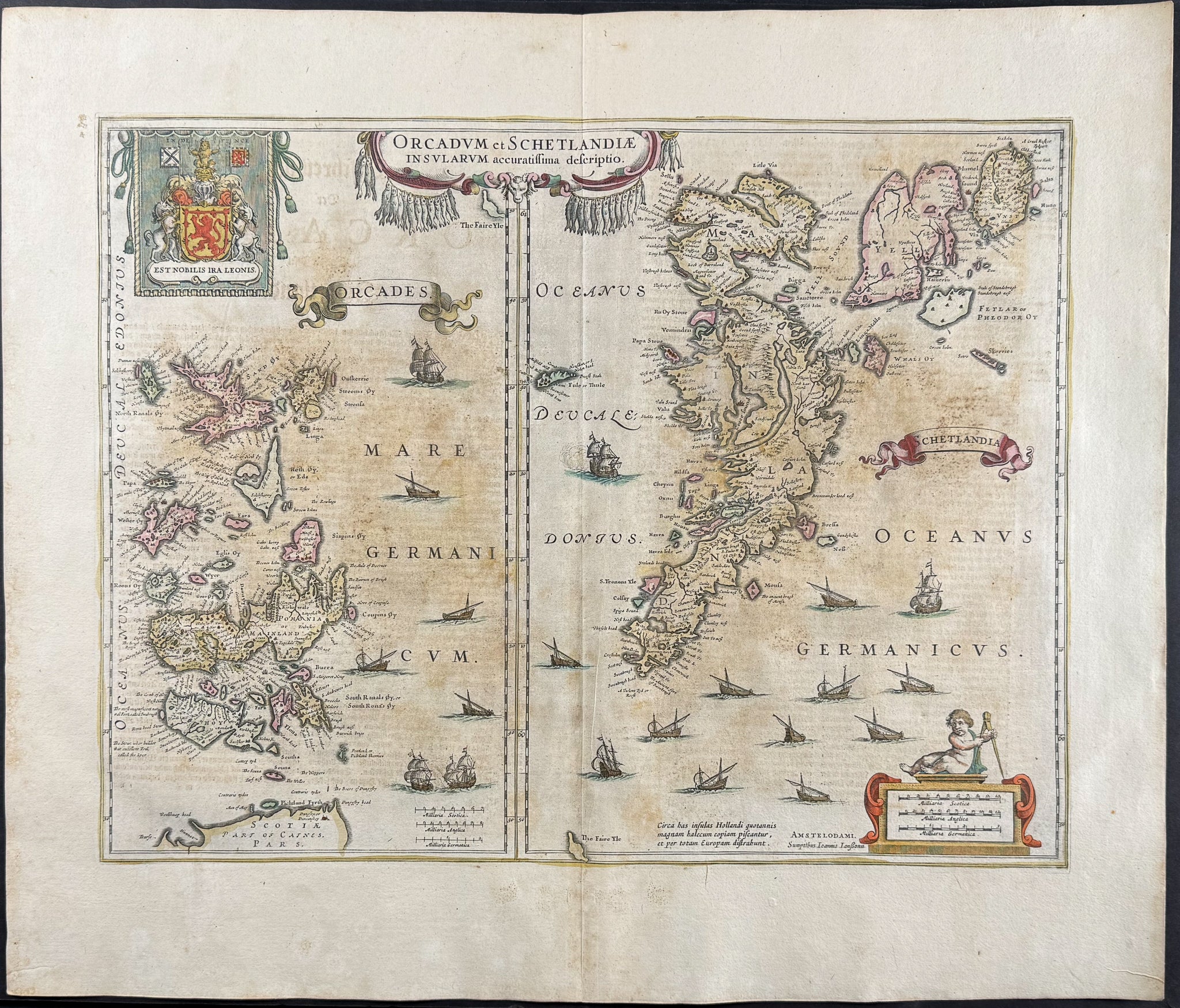 Map of Orkney and Shetland Islands, Scotland