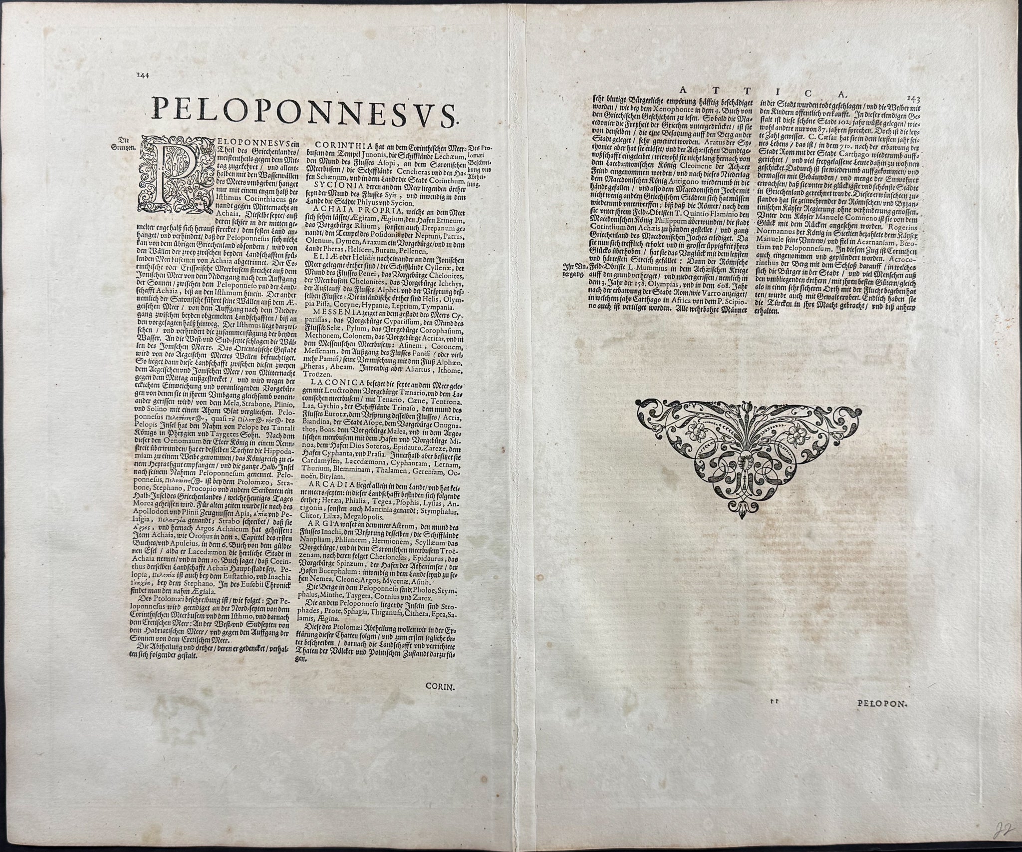 Map of Peloponnese or Morea, Greece