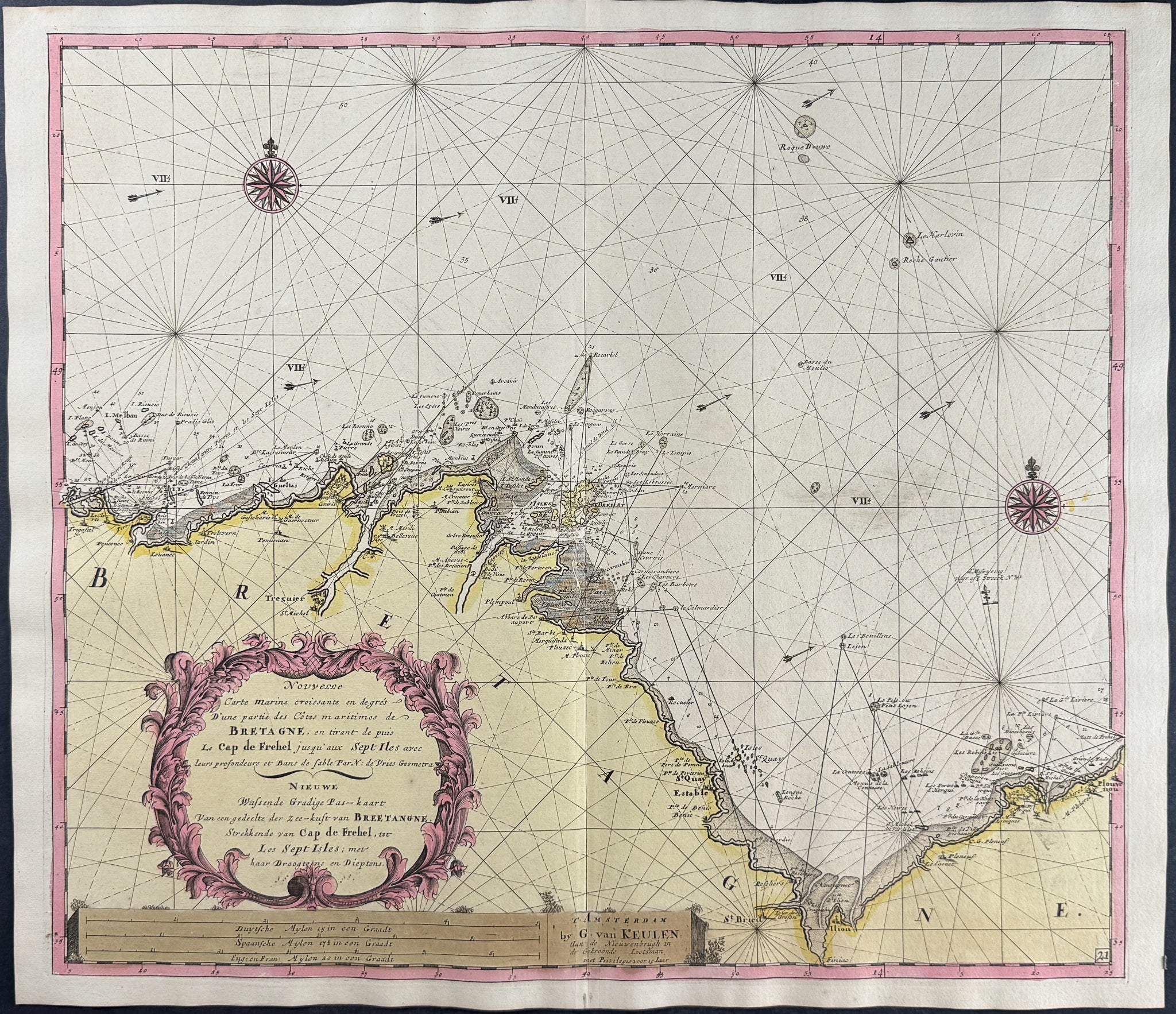 Sea Chart of the Coast of France (Brittany)