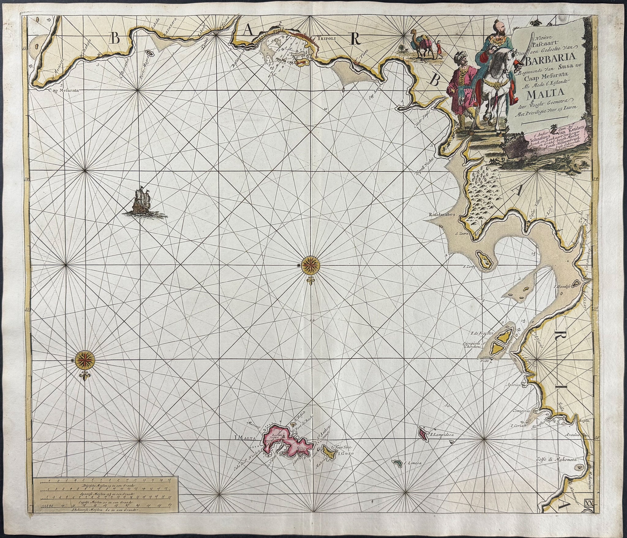 Map of Malta and Barbary Coast