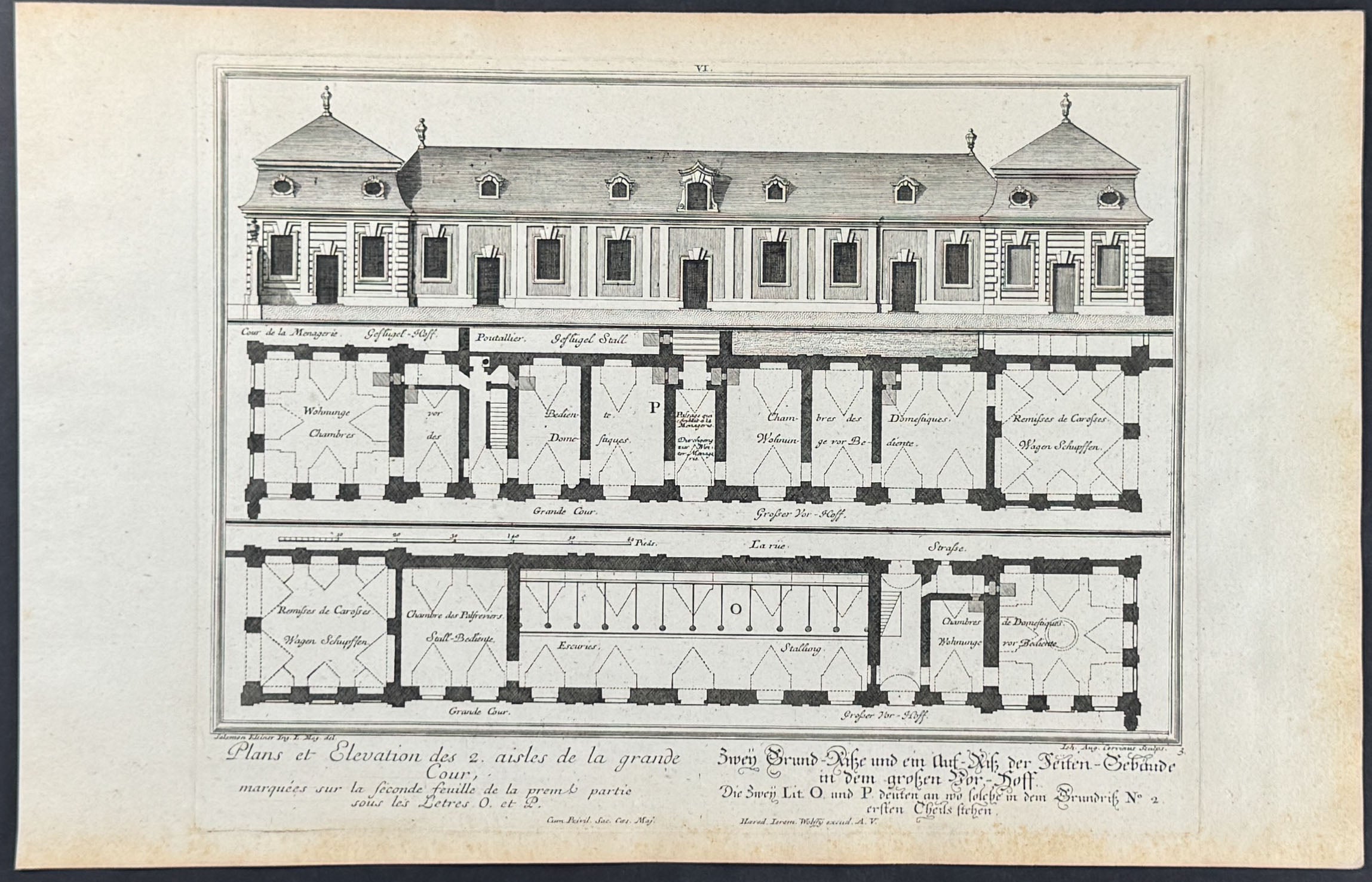 Building Front & Plan - Plans et Elevation des 2. aisles de la grande Cour