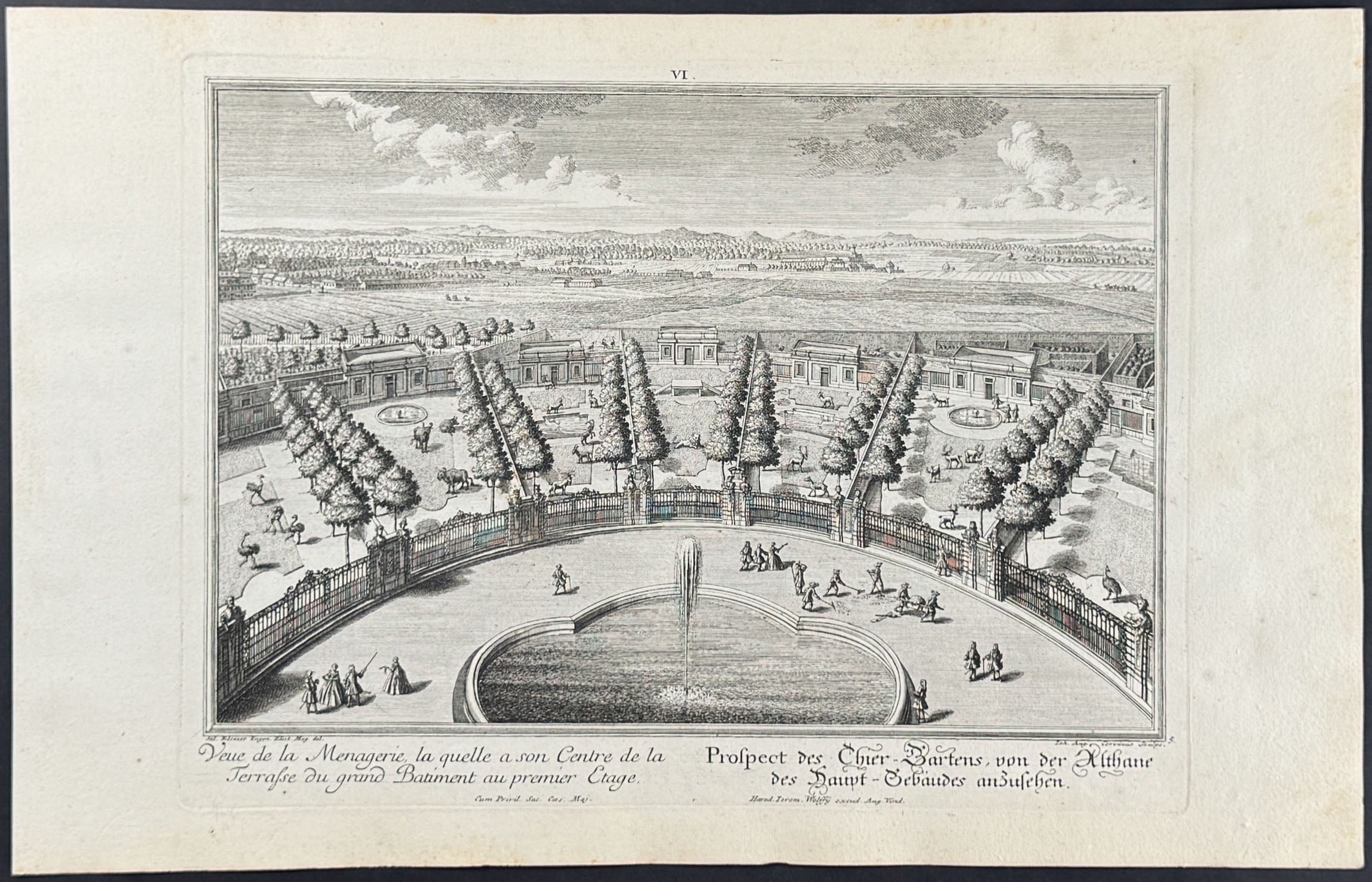 MenagerieVeue de la Menagerie, la quelle a son Centre de la Terrasse du grand Batiment au premier Etage