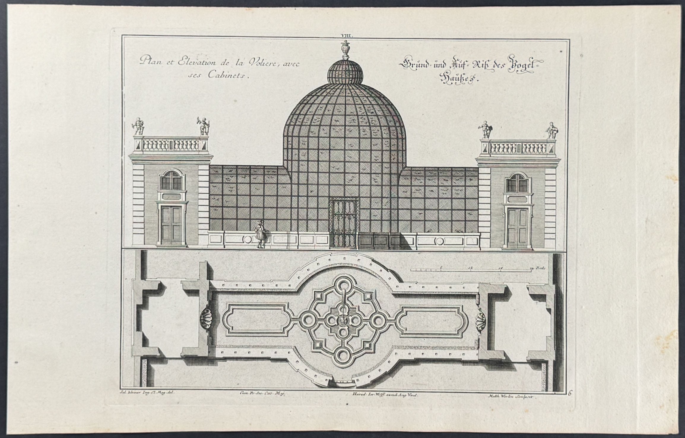 Aviary - Plan et Elevation de la Voliere, avec ses Cabinets