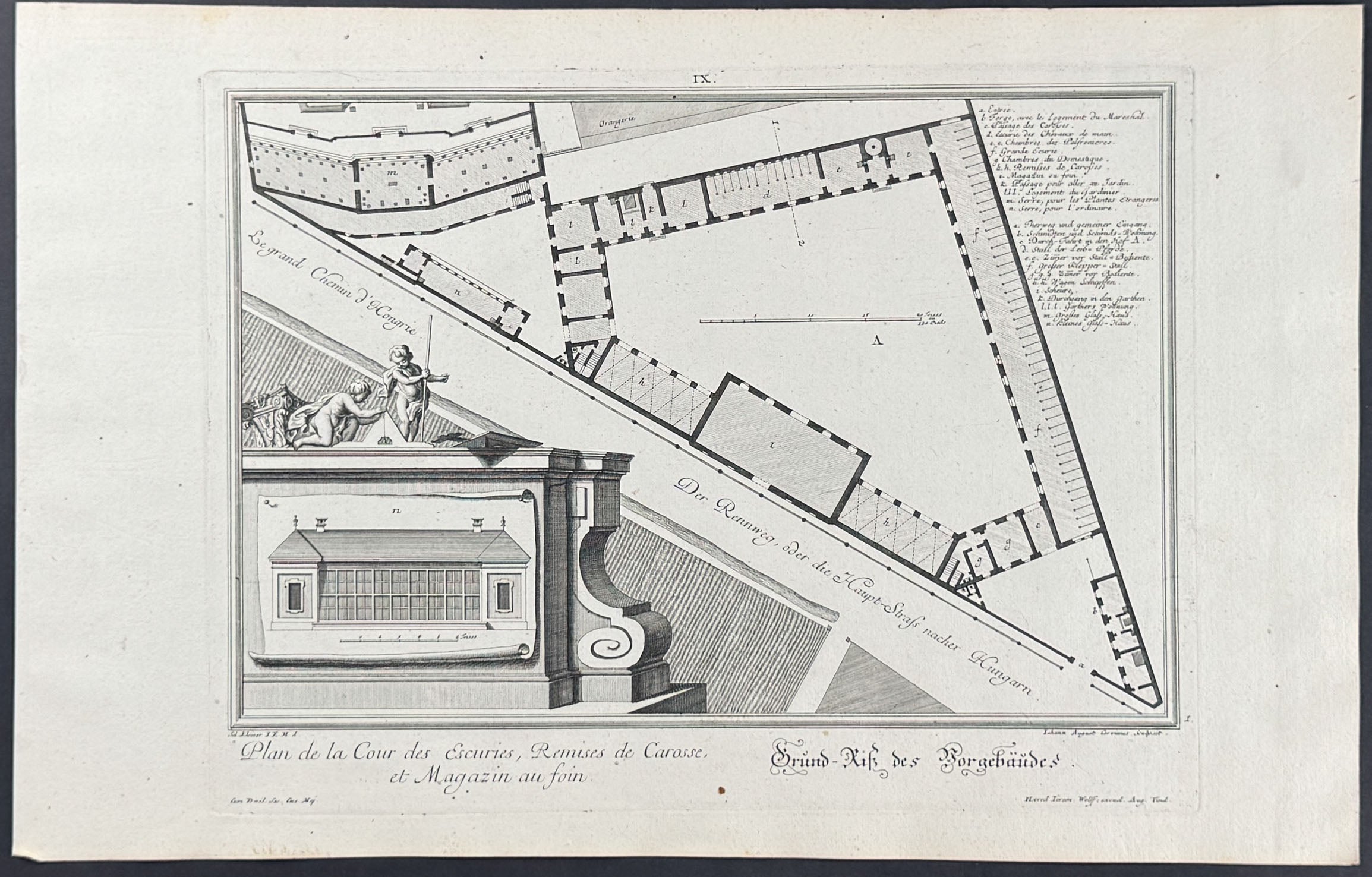 Stables Courtyard Plan - Plan de la Cour des Escuries, Remises de Carosse, et Magazin au foin