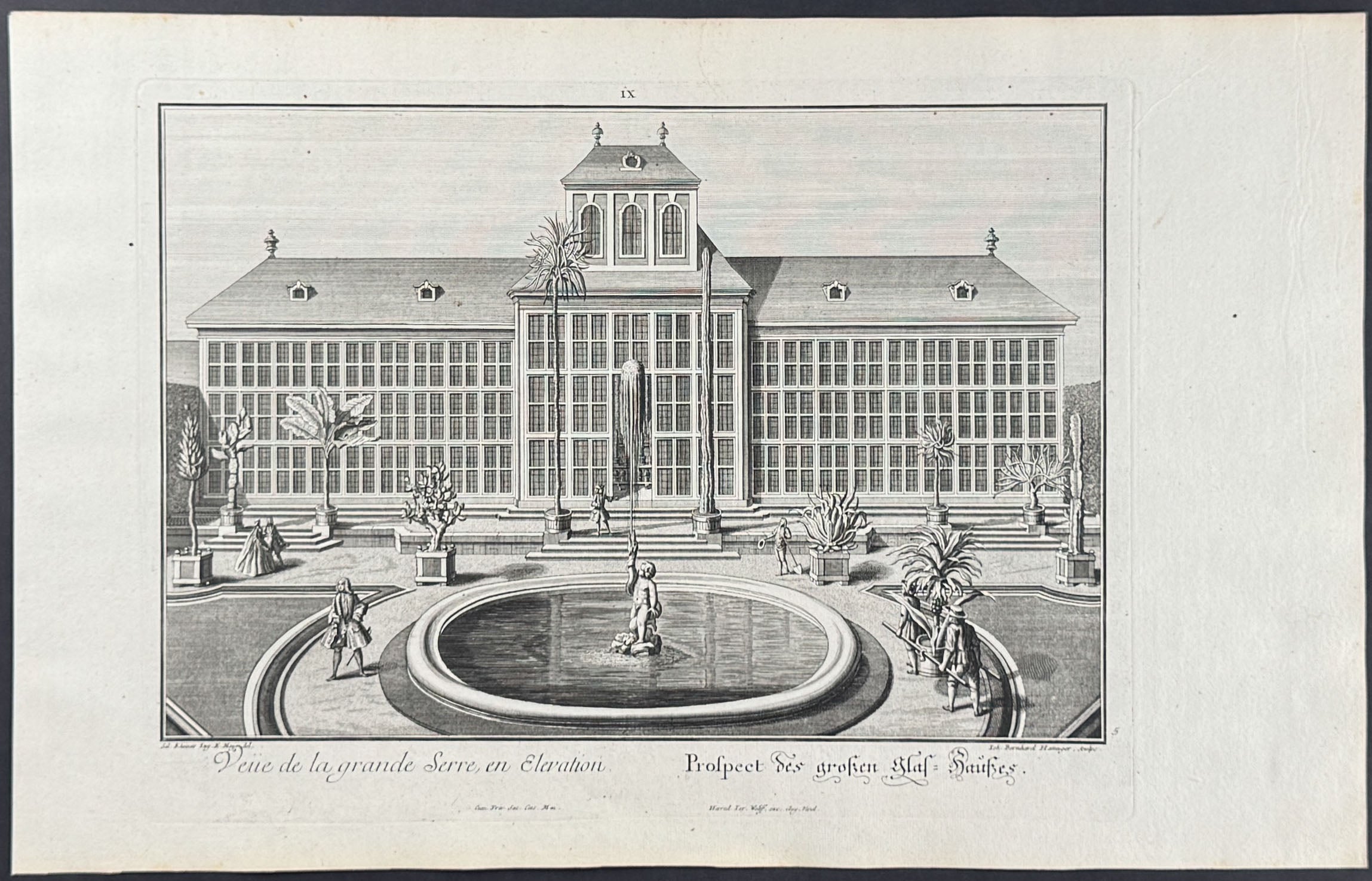 Building & Fountain - Veue de la grande Serre, en Elevation
