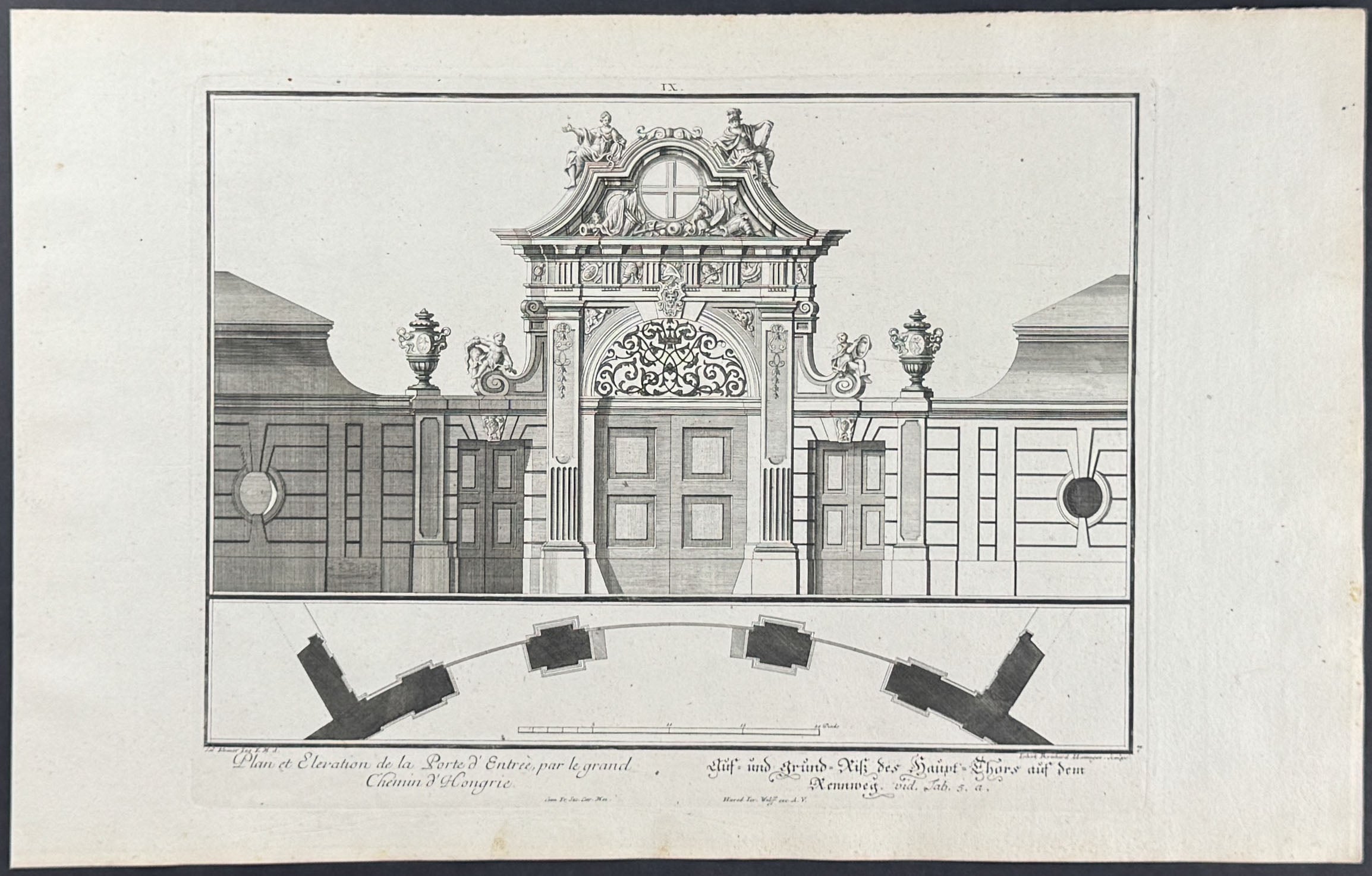 Gate - Plan et Elevation de la Porte d'Entrée, par le grand Chemin d'Hongrie