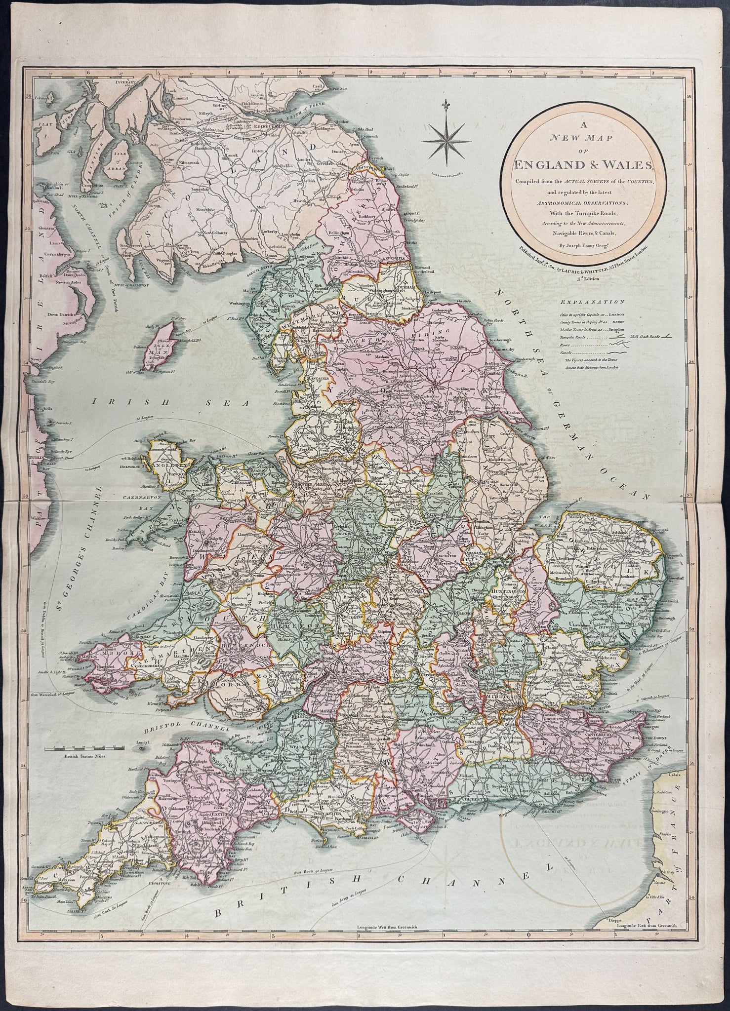 Map of England and Wales [England and Wales, from actual Surveys, by Joseph Enouy]