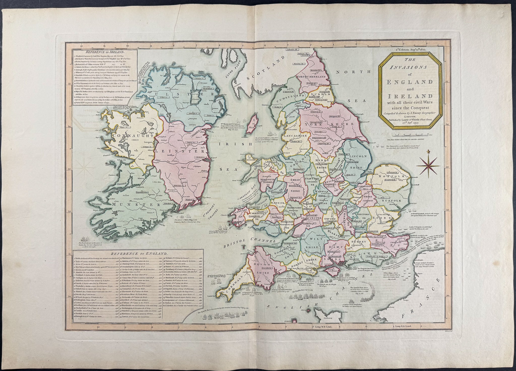 Map of England and Ireland [The Invasions of England and Ireland, with all the Civil Wars since the Conquest]
