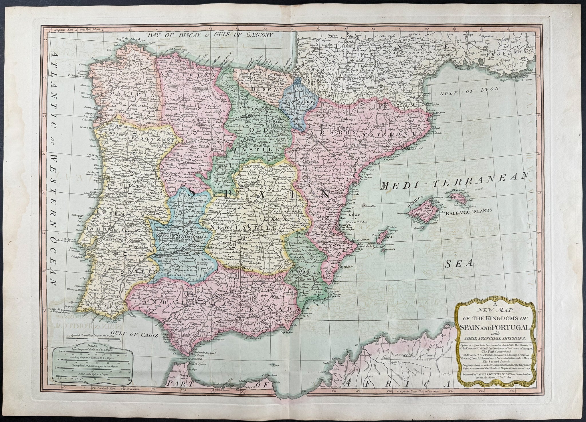 Map of Spain & Portugal [Spain and Portugal, with their principal Divisions]