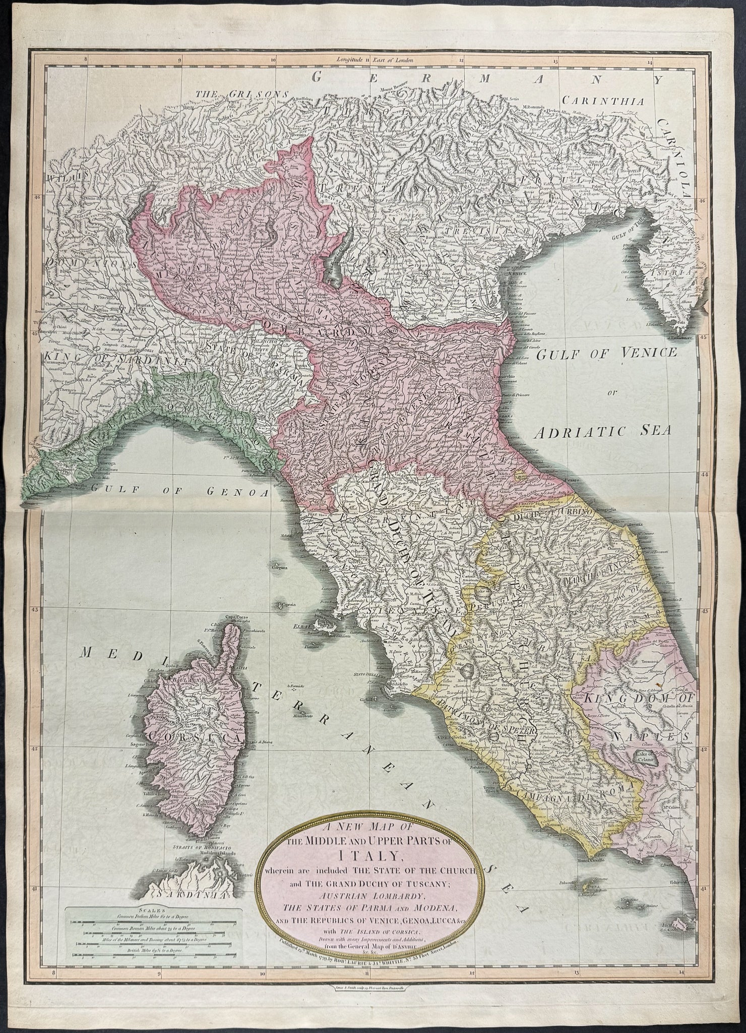 Map of Italy [The Middle and Upper Parts of Italy, comprehending the Kingdom of Italy, the Roman State, &c.]