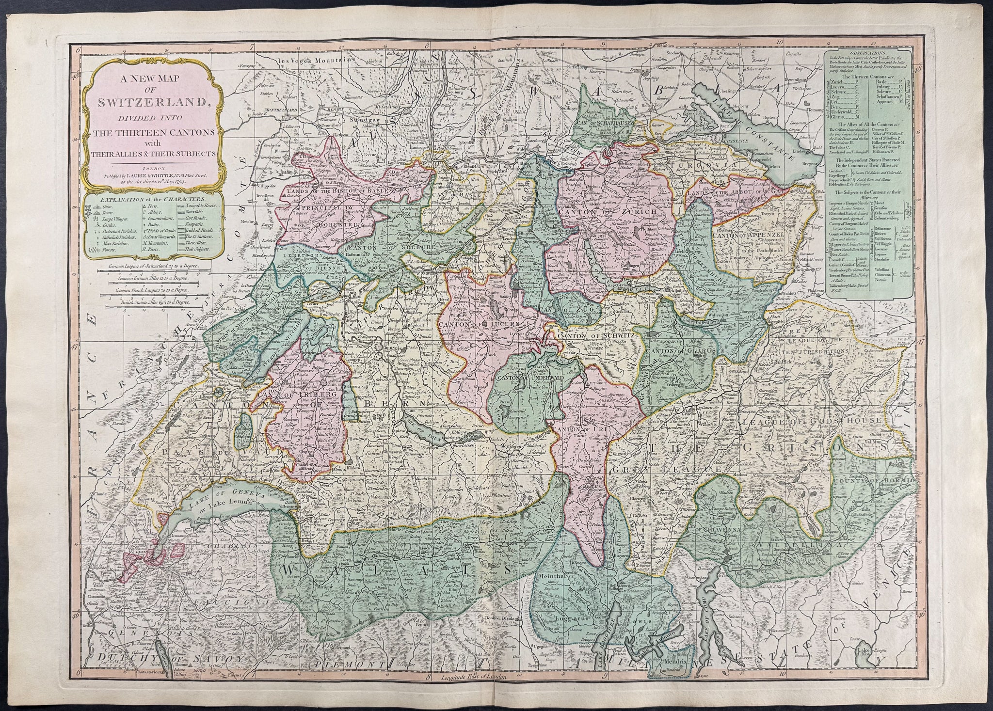 Map of Switzerland [Switzerland, divided into Thirteen Cantons]