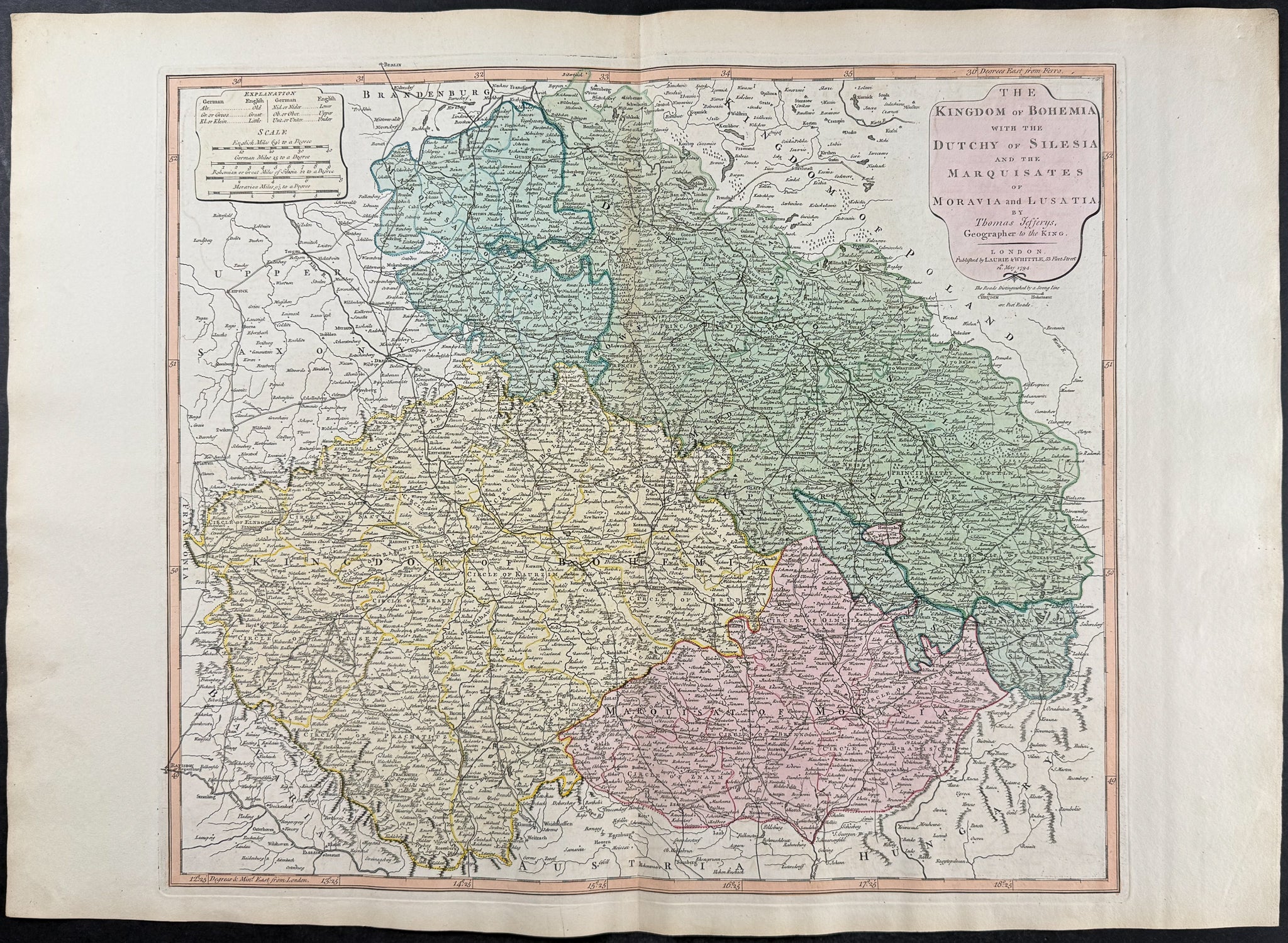 Map of Bohemia [The Kingdom of Bohemia, with the Dutchy of Silesia, and the Marquisates of Moravia and Lusatia]