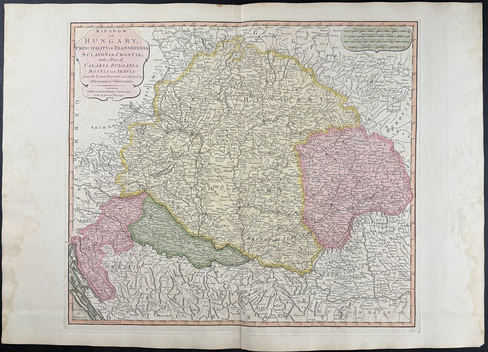 Map of Hungary, Croatia [Hungary, Transylvania, Selavonia, Croatia, &c.]