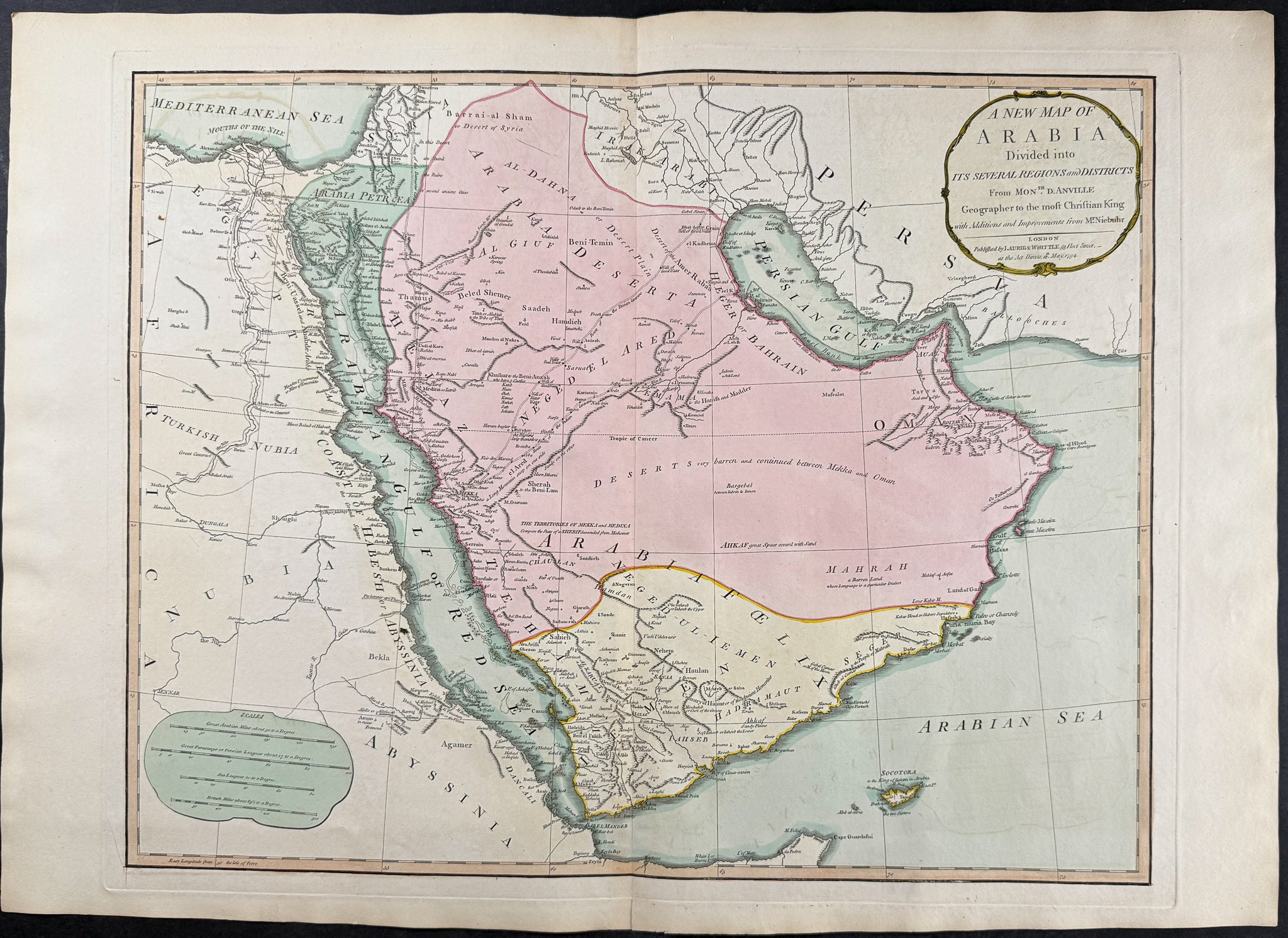 Map of Arabia [Arabia, divided into its several Regions and Districts; by Mons. D'Anville]