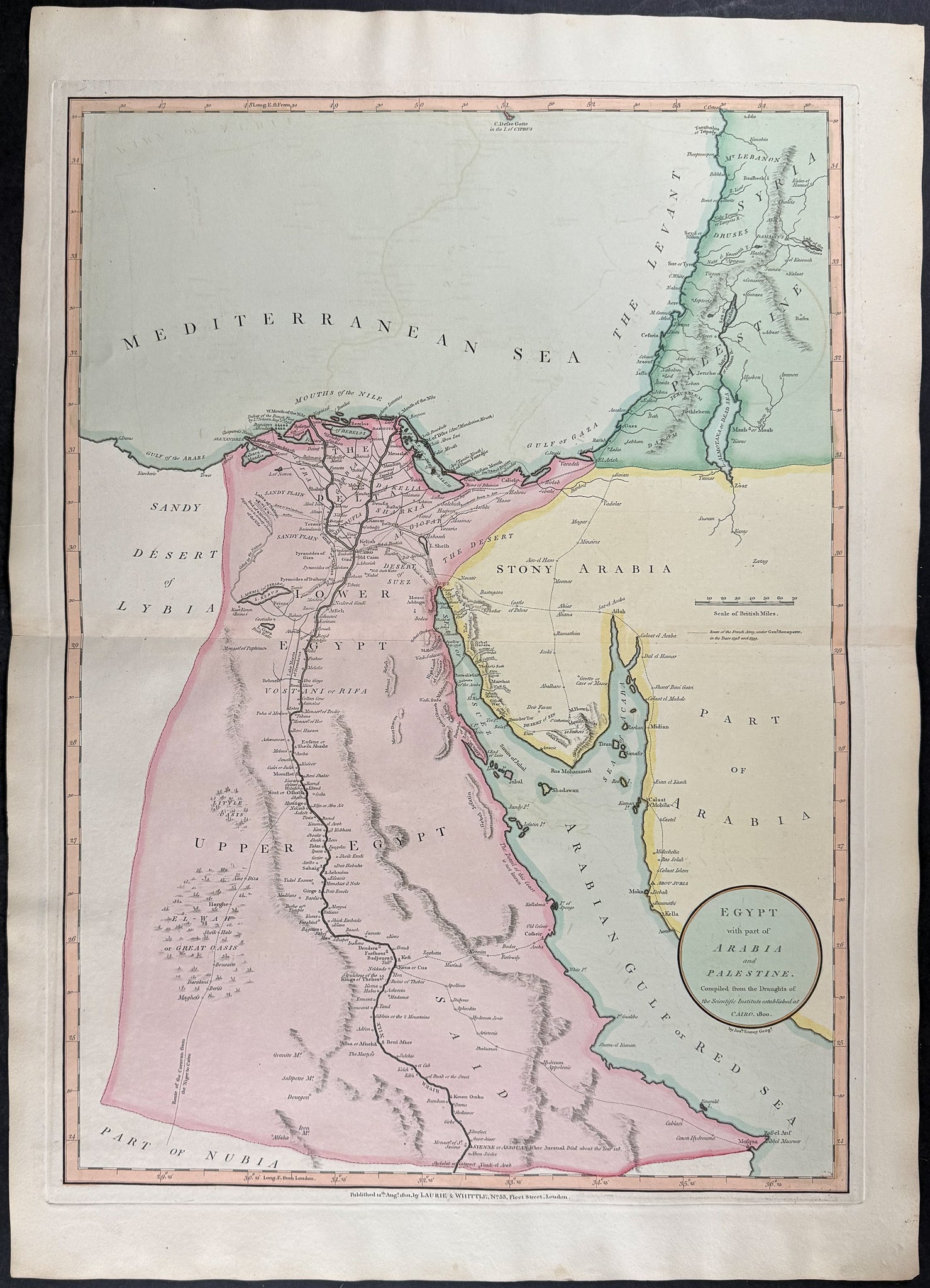 Map of Egypt [Egypt, with Part of Arabia and Palestine. From the Draughts of the Scientific Institute at Cairo]