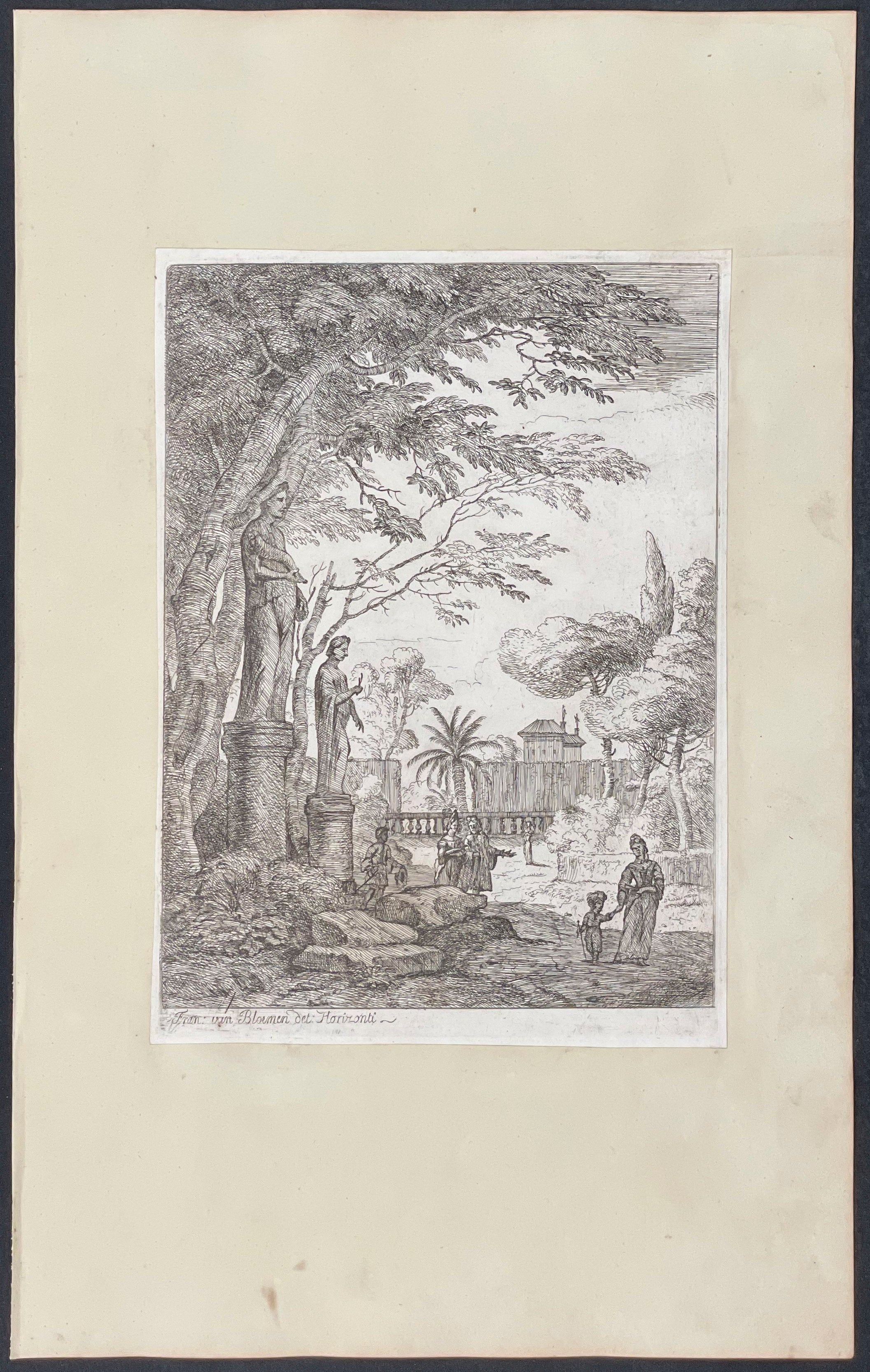 Garden Scene with Two Statues (Garden of the Villa Medici)
