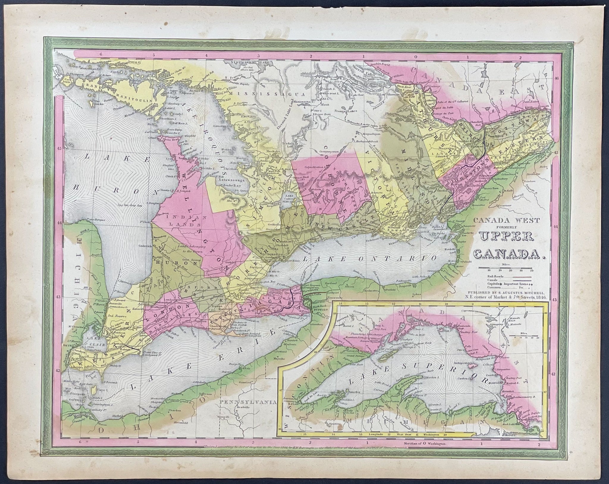 Map of Canada West formerly Upper Canada