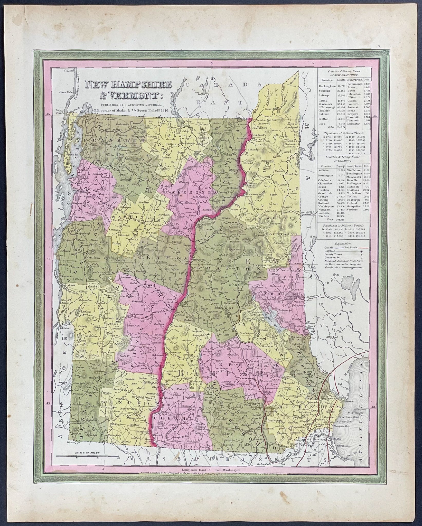 Map of New Hampshire & Vermont