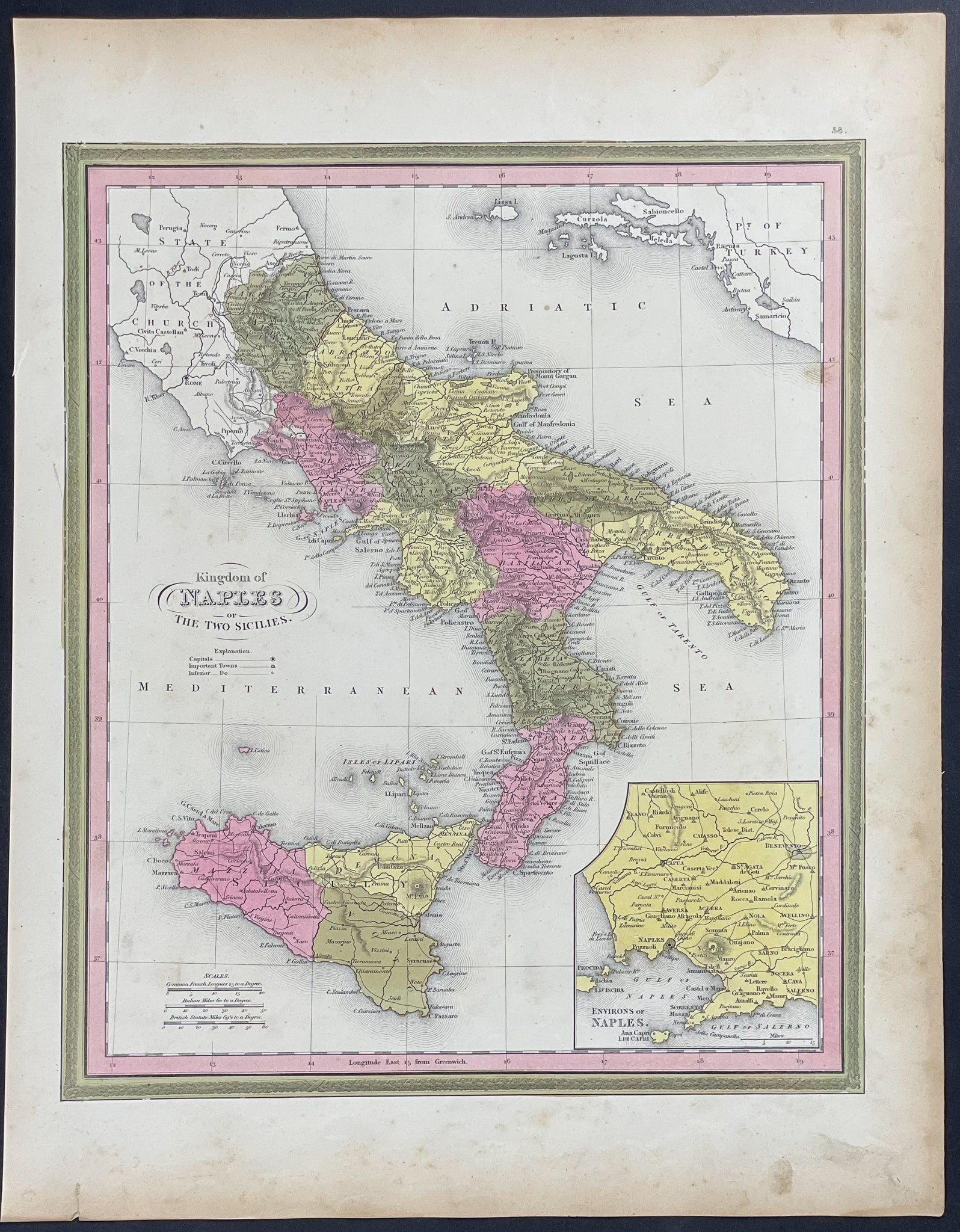 Map of Naples, Sicily
