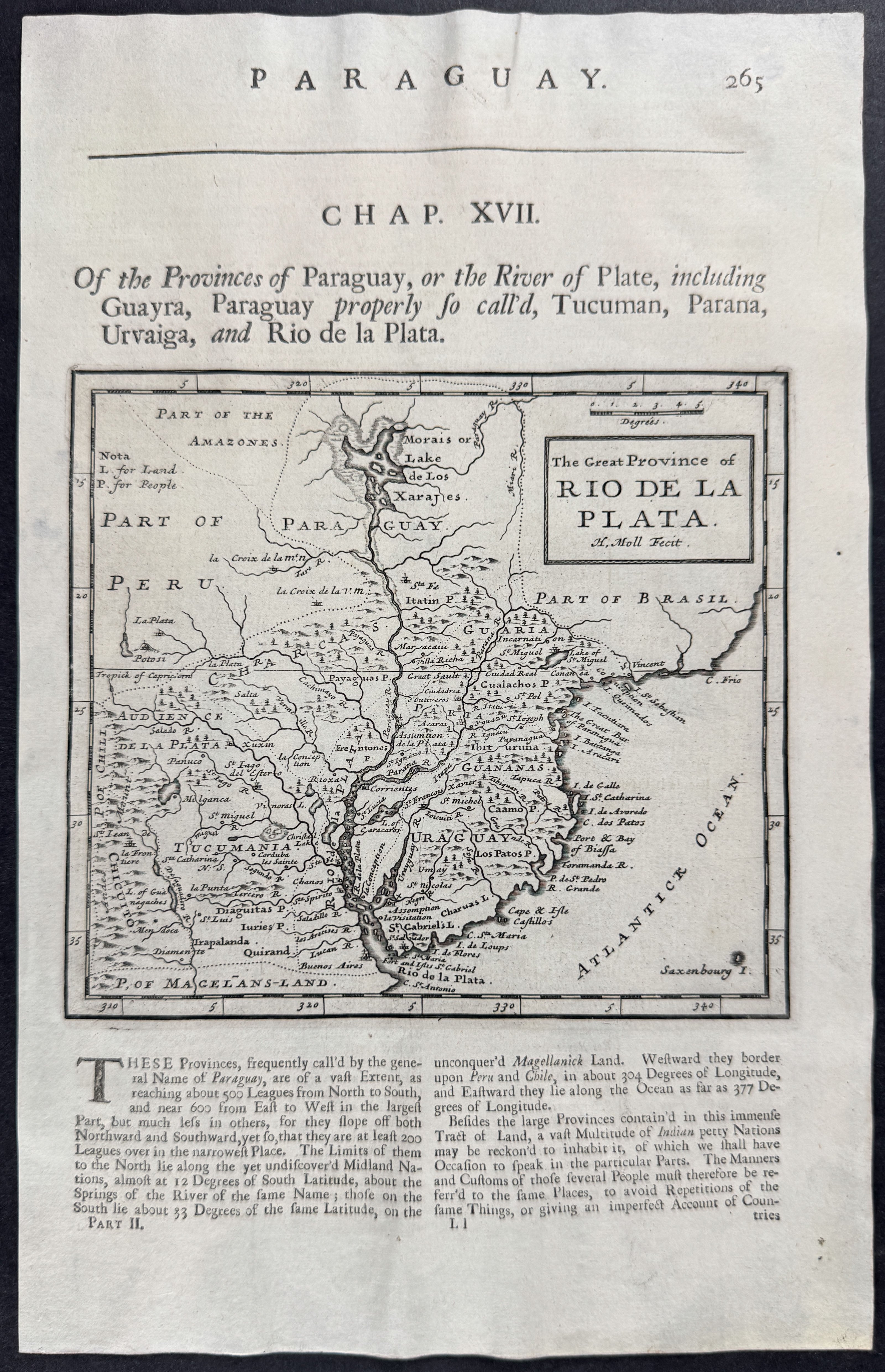 Map of Paraguay or Rio de la Plata