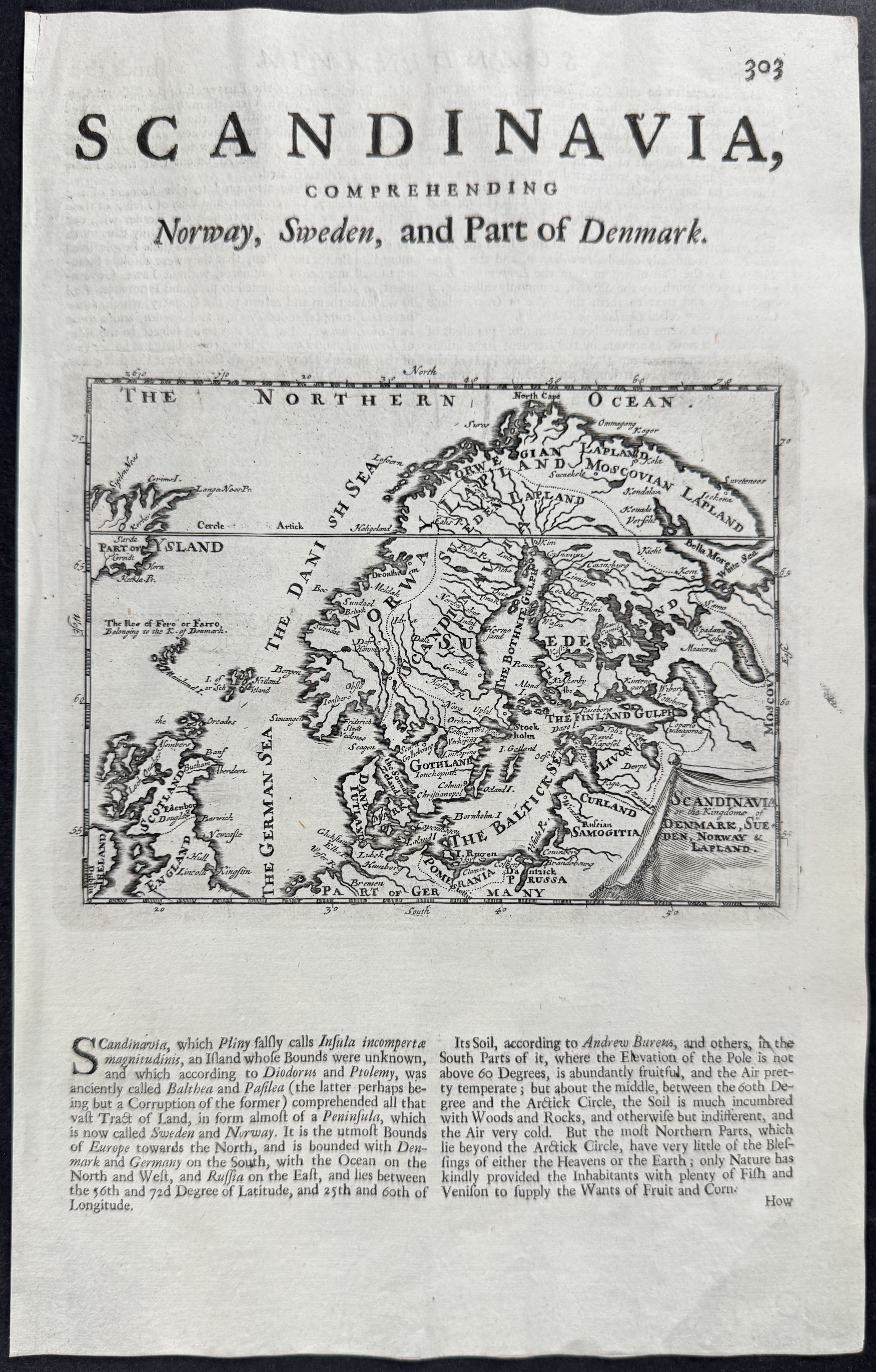 Map of Scandinavia, comprehending Norway, Sweden, and Part of Denmark