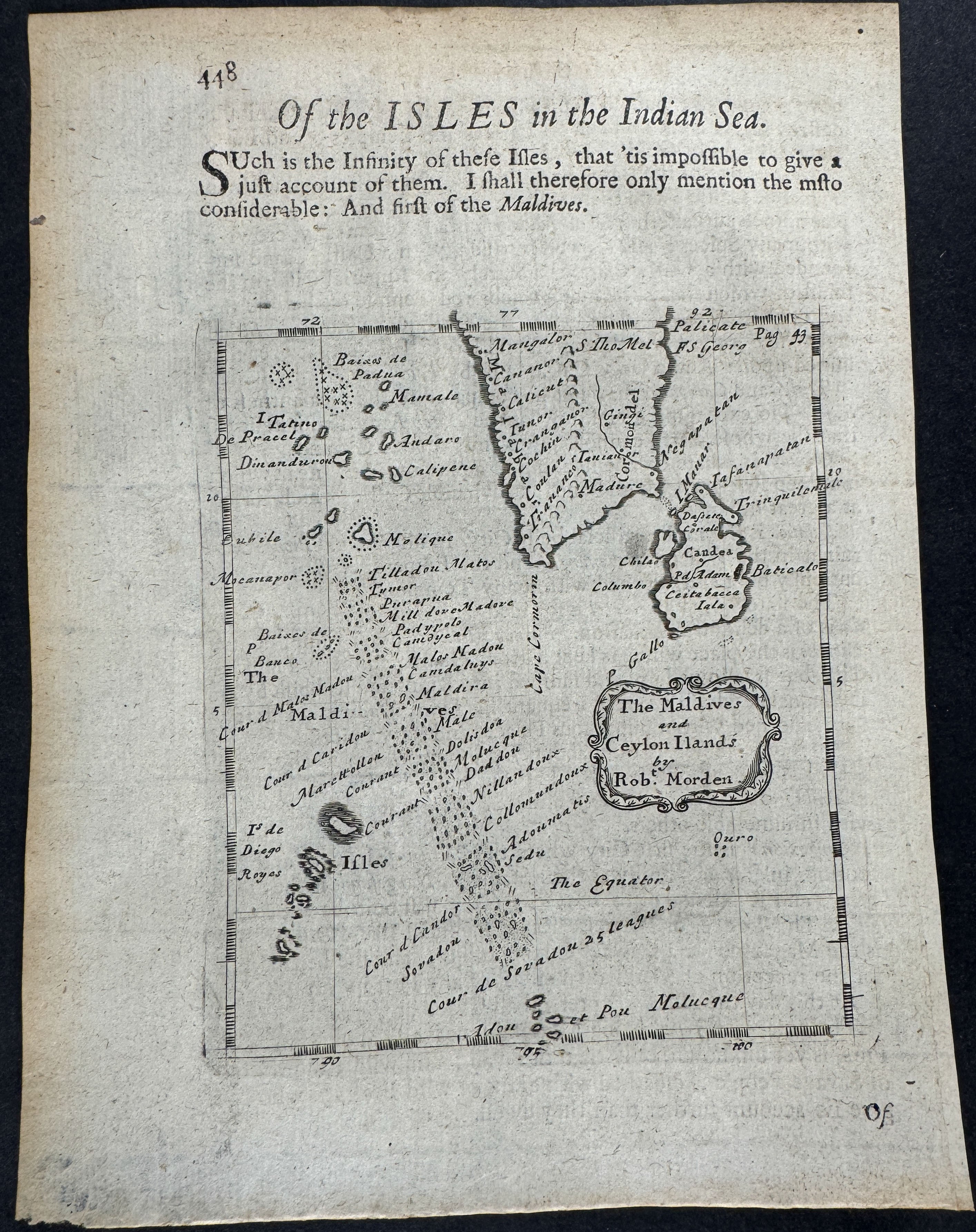 Map of the Isles in the Indian Sea (Maldives & Ceylon [Sri Lanka])