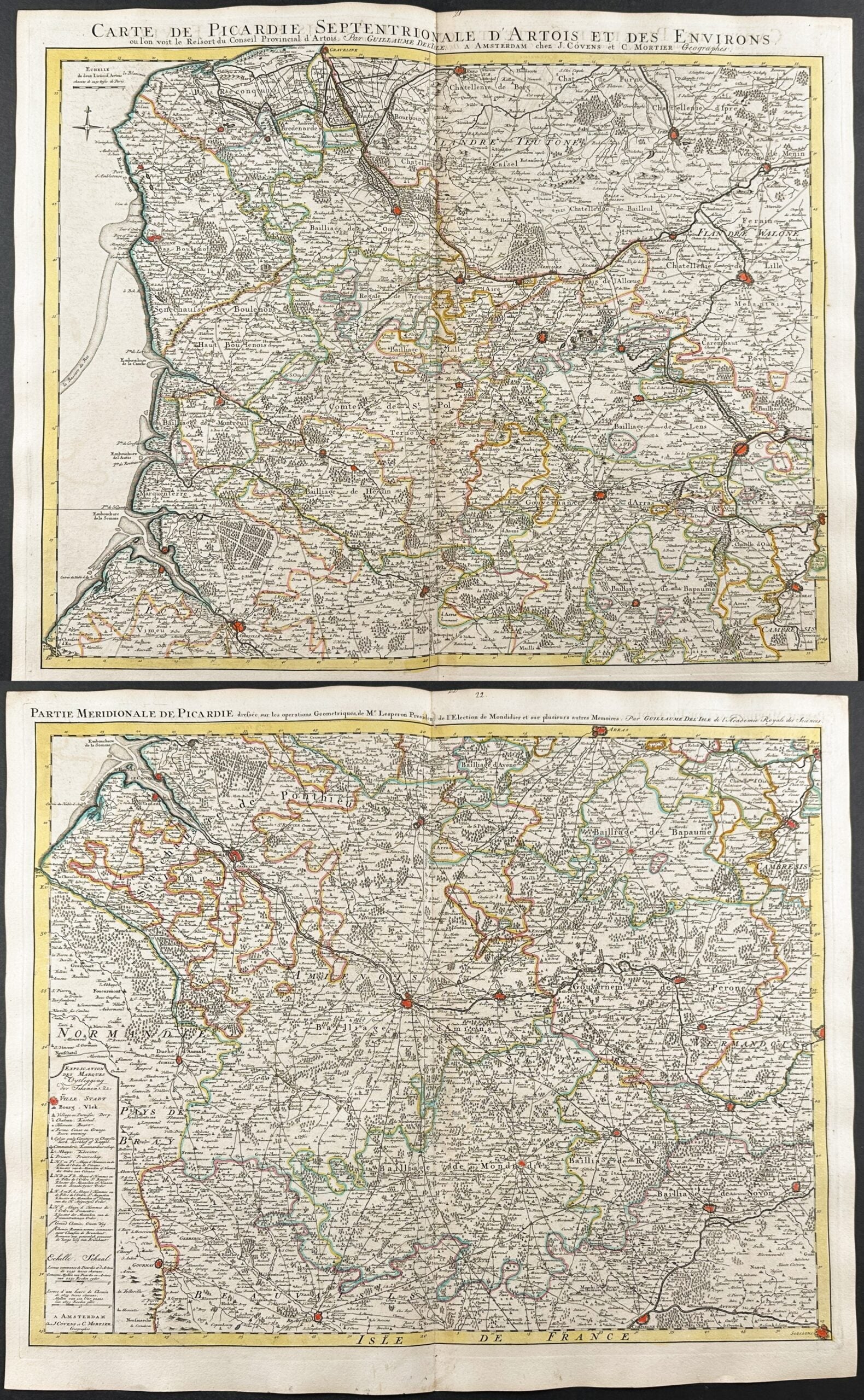 Pair of Maps of Picardy, France