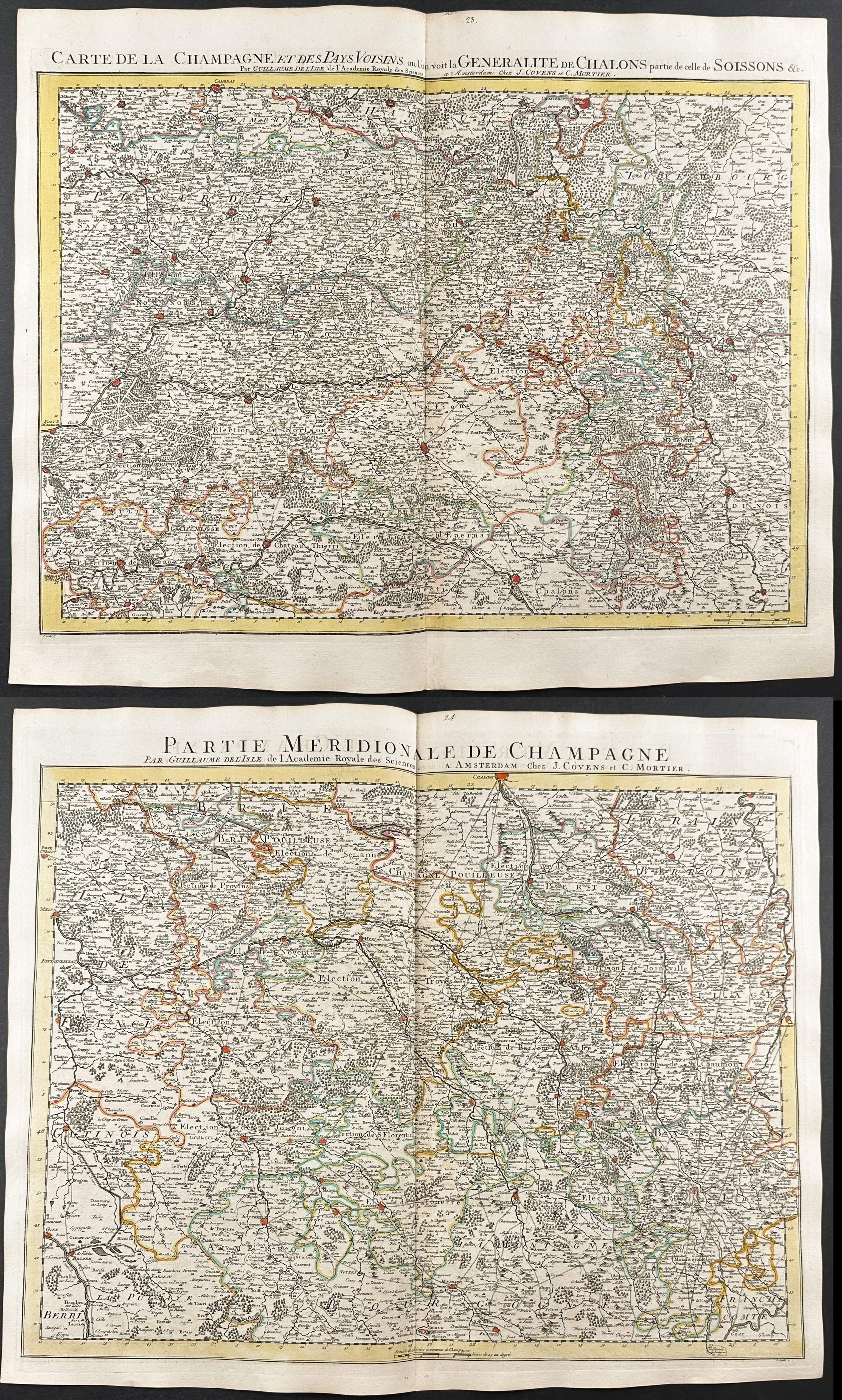 Pair of Maps of Champagne, France