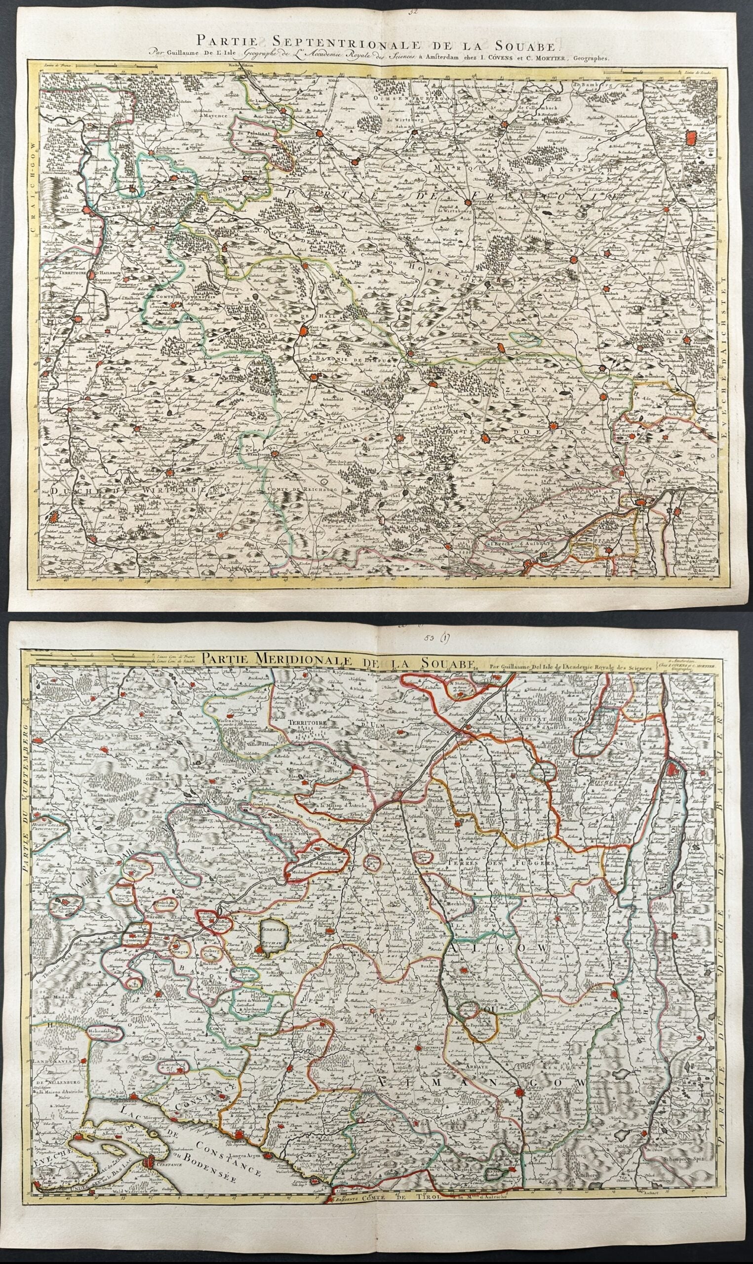 Pair of Maps of Swabia, Germany